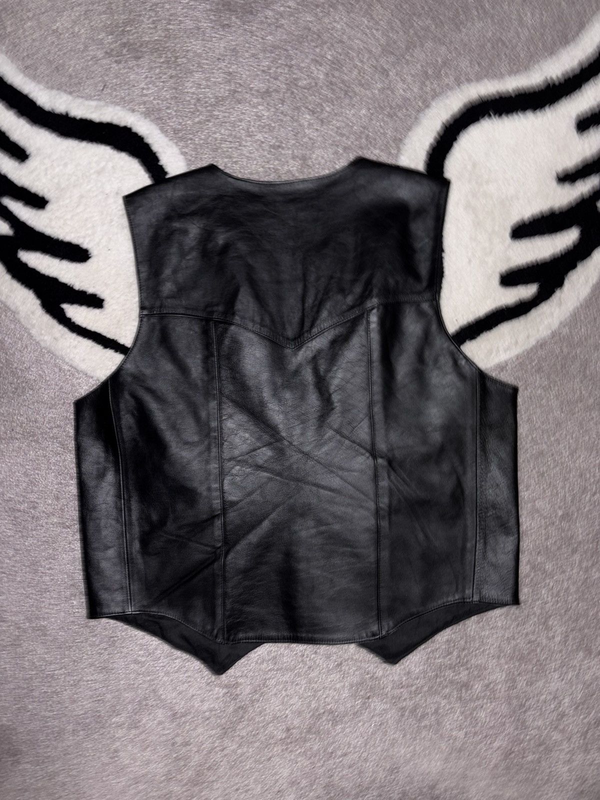 Harley Davidson Harley Davidson Vintage Black Leather Vest Size US XL / EU 56 / 4 - 4 Thumbnail
