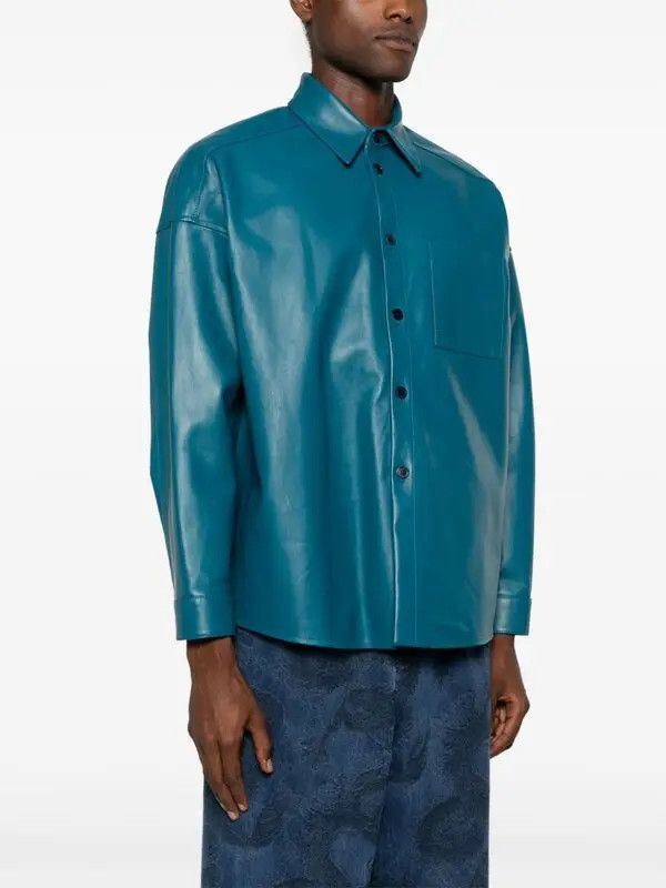 Marni o1w1db11125 Leather Shirt in Blue Size US S / EU 44-46 / 1 - 2 Thumbnail