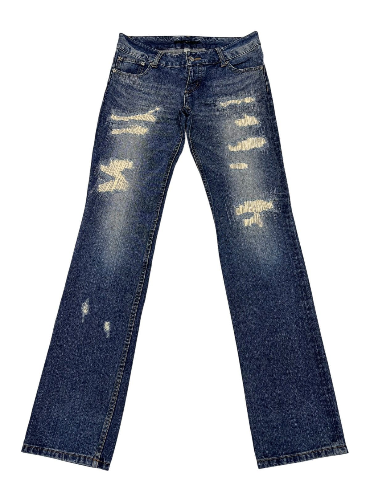 If Six Was Nine Yevs Distressed Zigzag Slim Straight Skinny Jeans Size 30" / US 8 / IT 44 - 1 Thumbnail