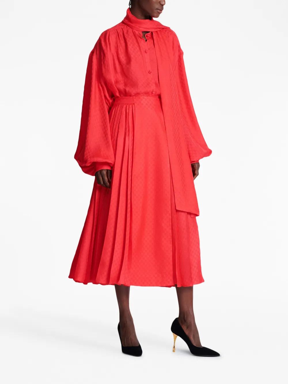 Balmain o1y0625 Midi Skirt in Red Size 34" / US 12 / IT 48 - 4 Thumbnail