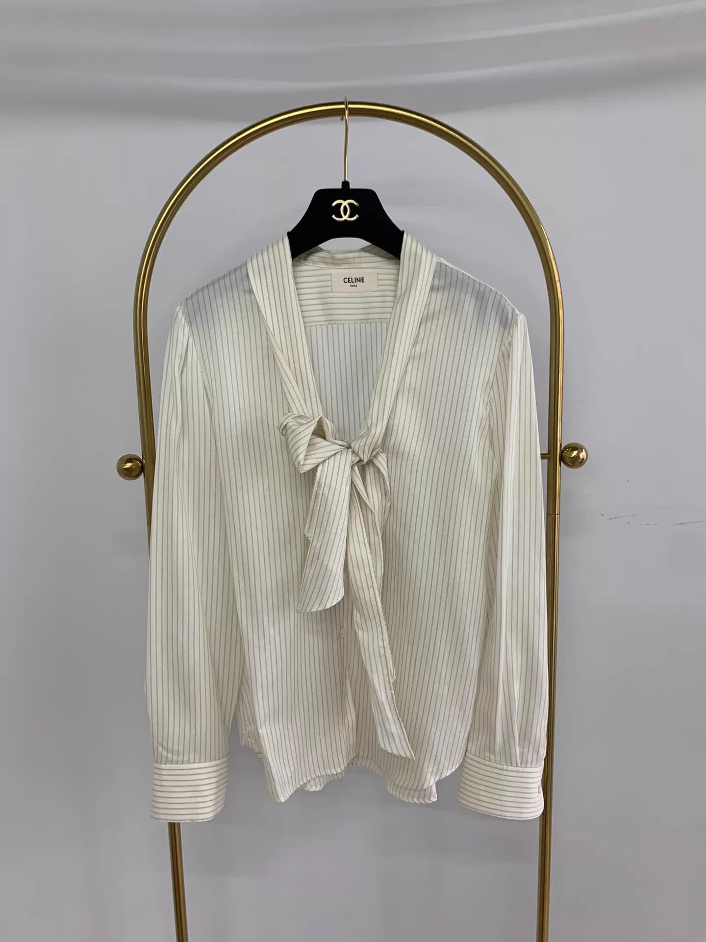 Celine Celine Colorblocked Striped TieFront Shirt 36 New Size XS / US 0-2 / IT 36-38 - 1 Thumbnail