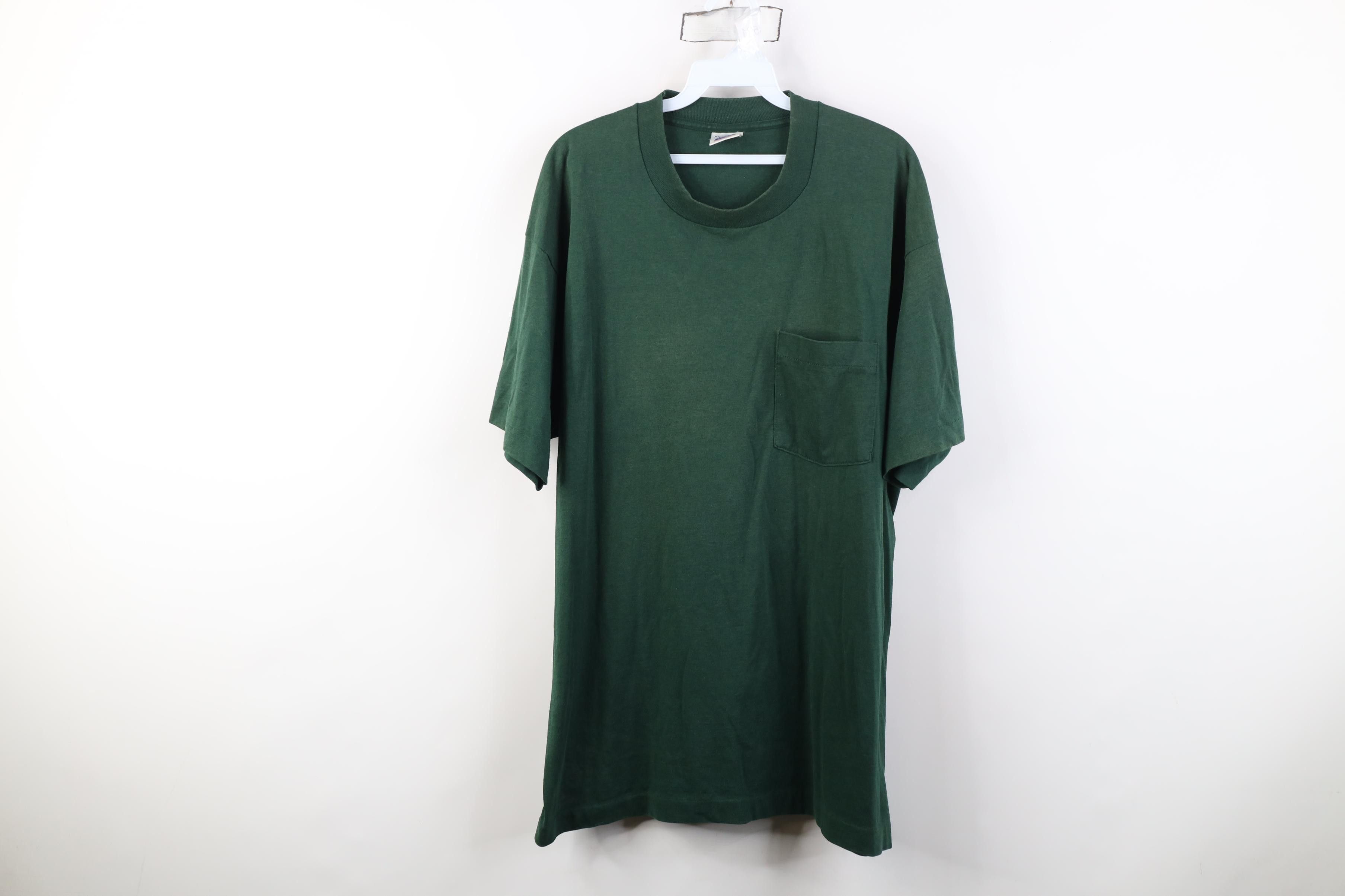 Vintage Vintage 90s Streetwear Pocket Short Sleeve T-Shirt Green USA Size US XL / EU 56 / 4 - 1 Thumbnail