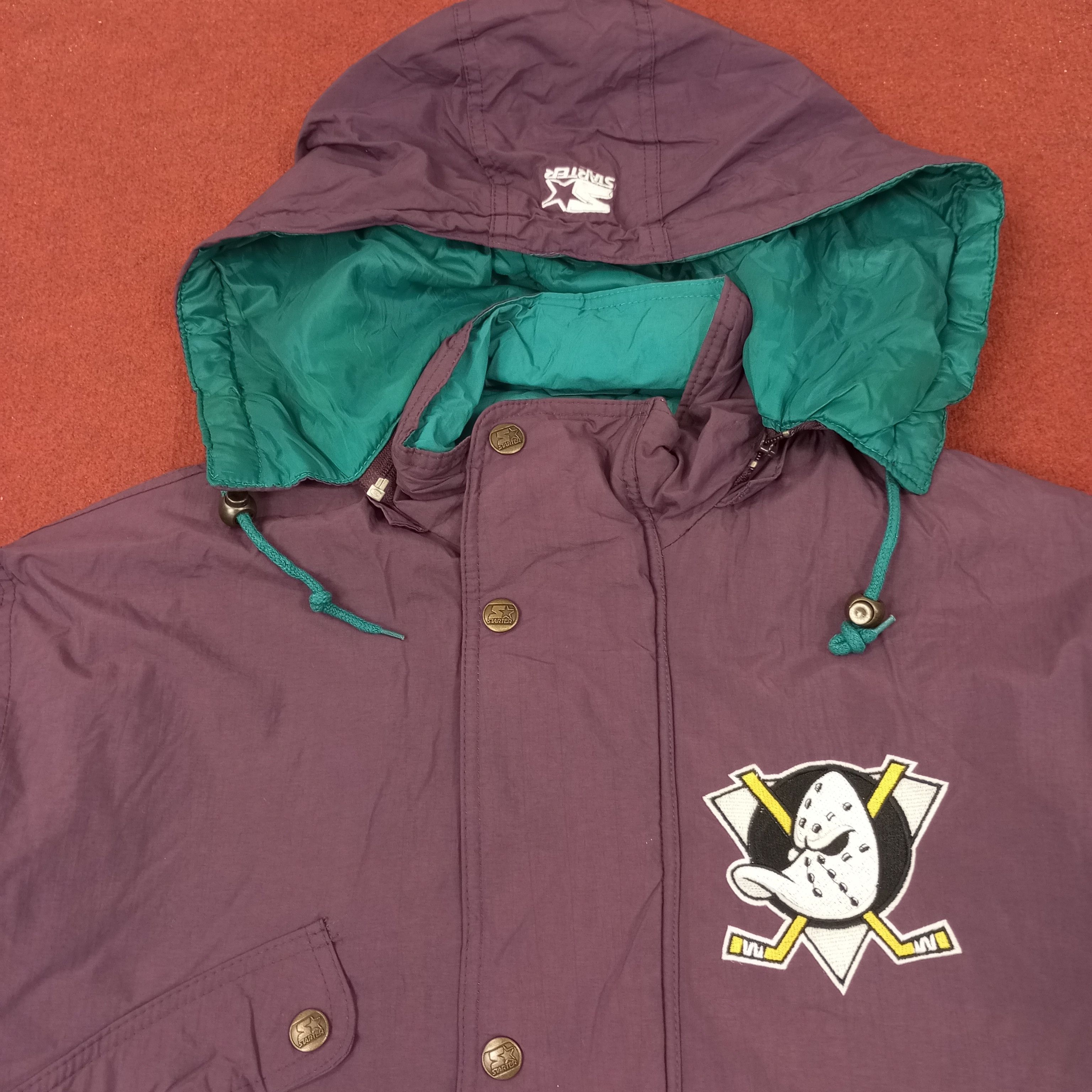 NHL Mighty Ducks Ice Hockey Team Starter Jacket c245n19 Size US XL / EU 56 / 4 - 2 Thumbnail