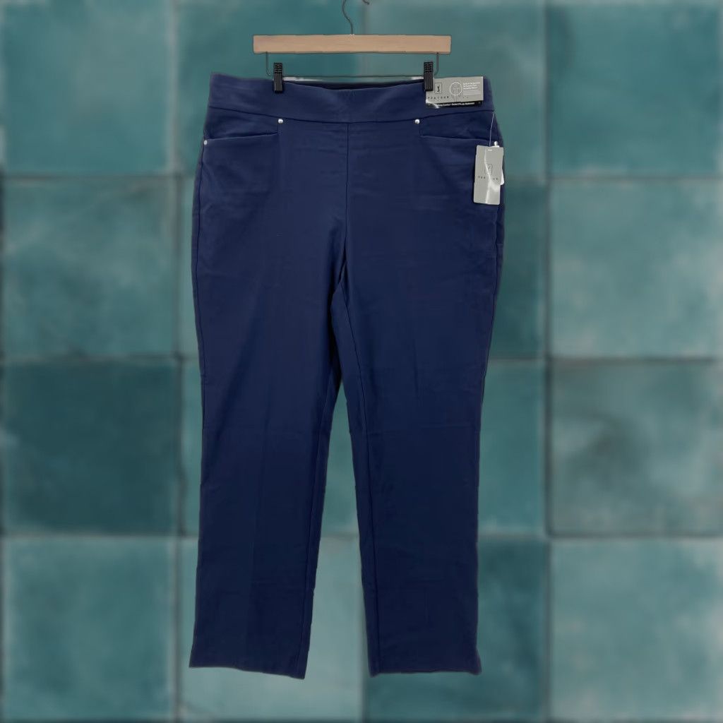 PGA Tour PGA TOUR Pants Womens 3X Navy UPF 50 Tummy Control Pull On Golf Stretch <= 31 in Inseam Mens/Womens Size 40" / US 18 - 1 Thumbnail