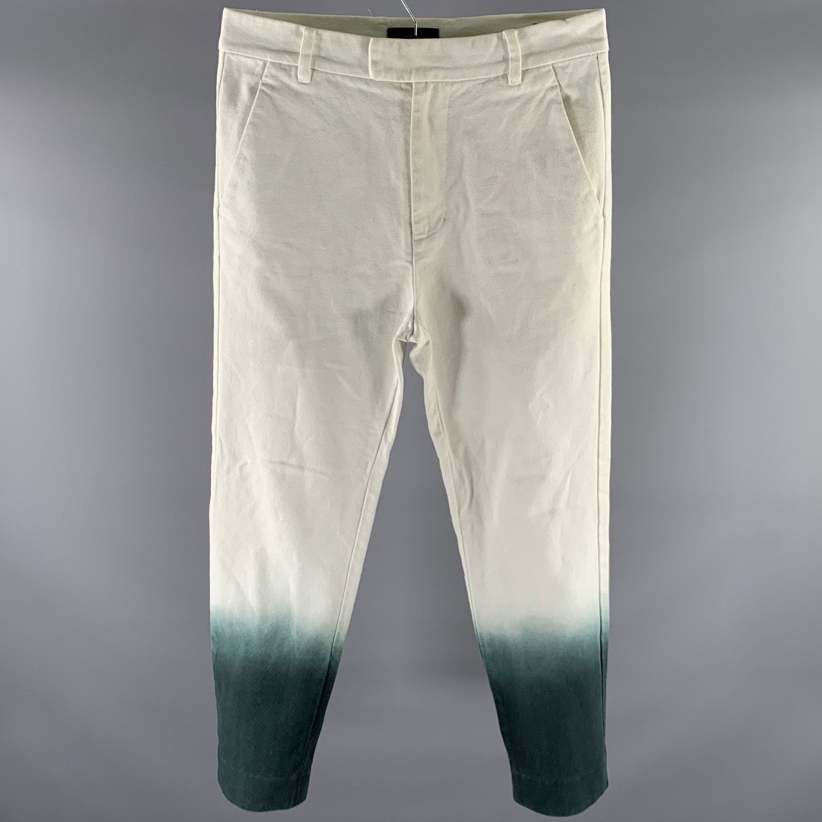 3.1 Phillip Lim 3.1 PHILLIP LIM Size 30 White Teal Ombre Cotton Casual Pants Size US 30 / EU 46 - 1 Thumbnail