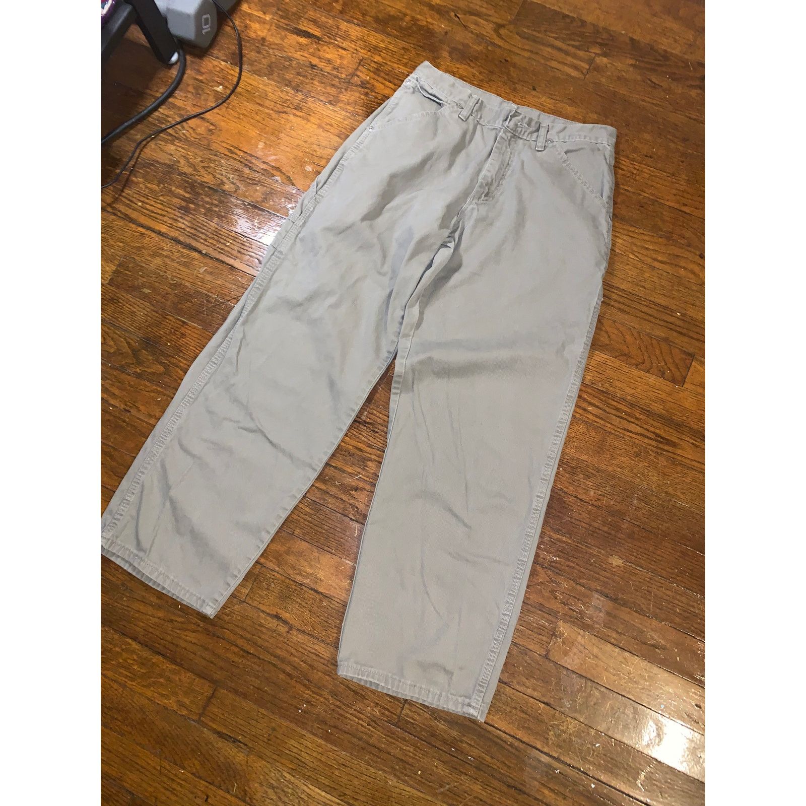 Vintage × Wrangler Wrangler Carpenter Pants Gray Beige 28x28 Tagged 30x30 Size US 30 / EU 46 - 3 Thumbnail