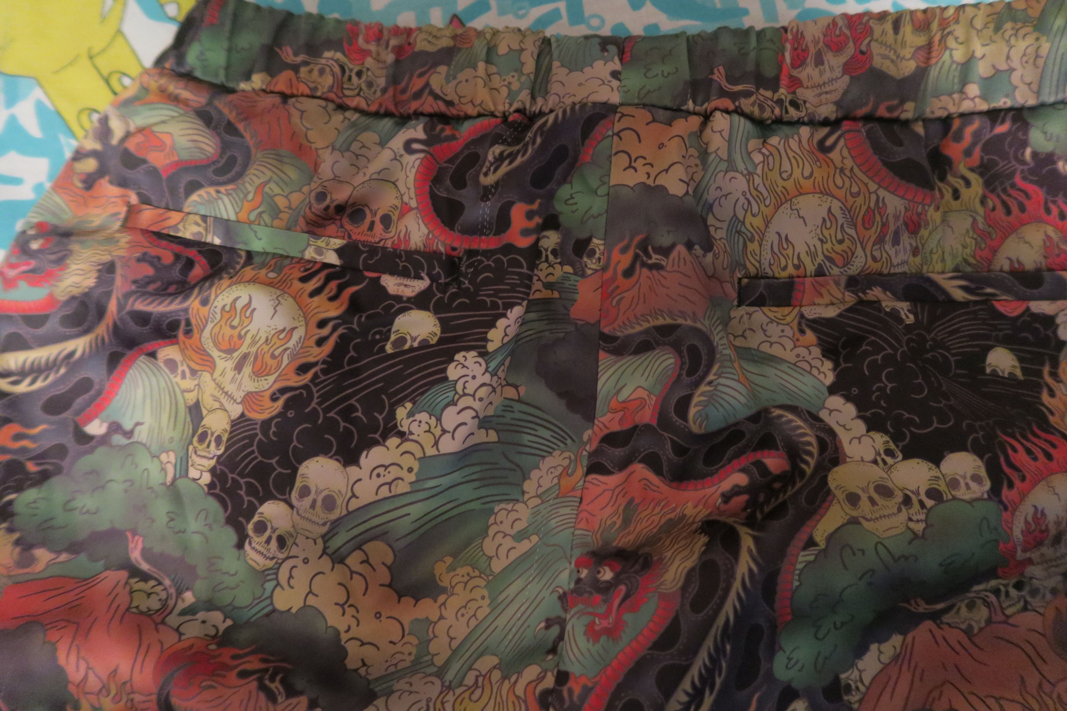 Topman Topman Fieldmann Flame Skull Dragon Shorts Poly Blend (Read) Size US 32 / EU 48 - 9 Thumbnail