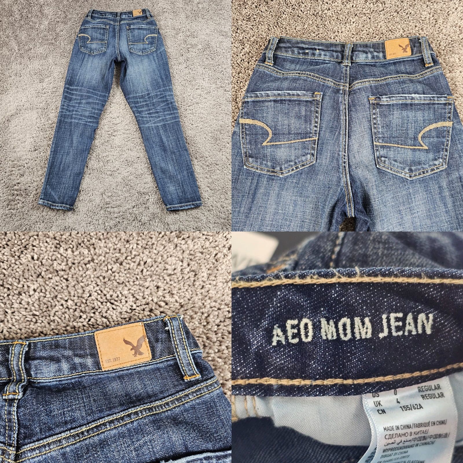 American Eagle Outfitters VINTAGE American Eagle Outfitters Womens Jeans Size 0 Tapered Mom Fit Dark Wash Denim Stretch Inseam 25 Inches Size 25" / US 0 / IT 36 - 8 Thumbnail