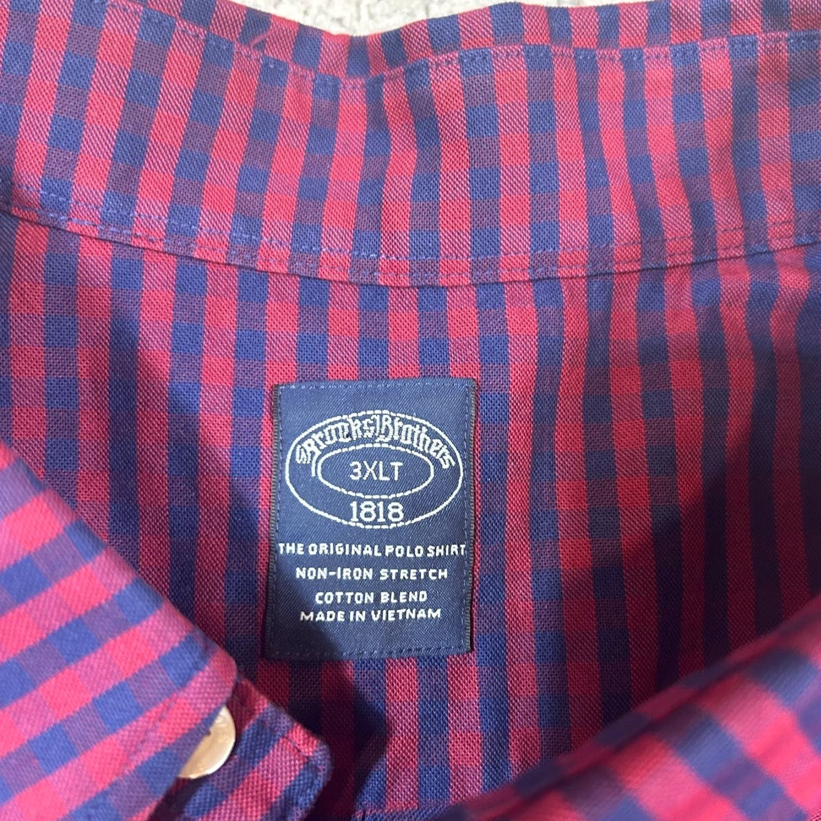 Brooks Brothers Brooks Brothers Men's Shirt Casual Button-Down Red Navy 3XLT Cotton Size US XXL / EU 58 / 5 - 3 Thumbnail