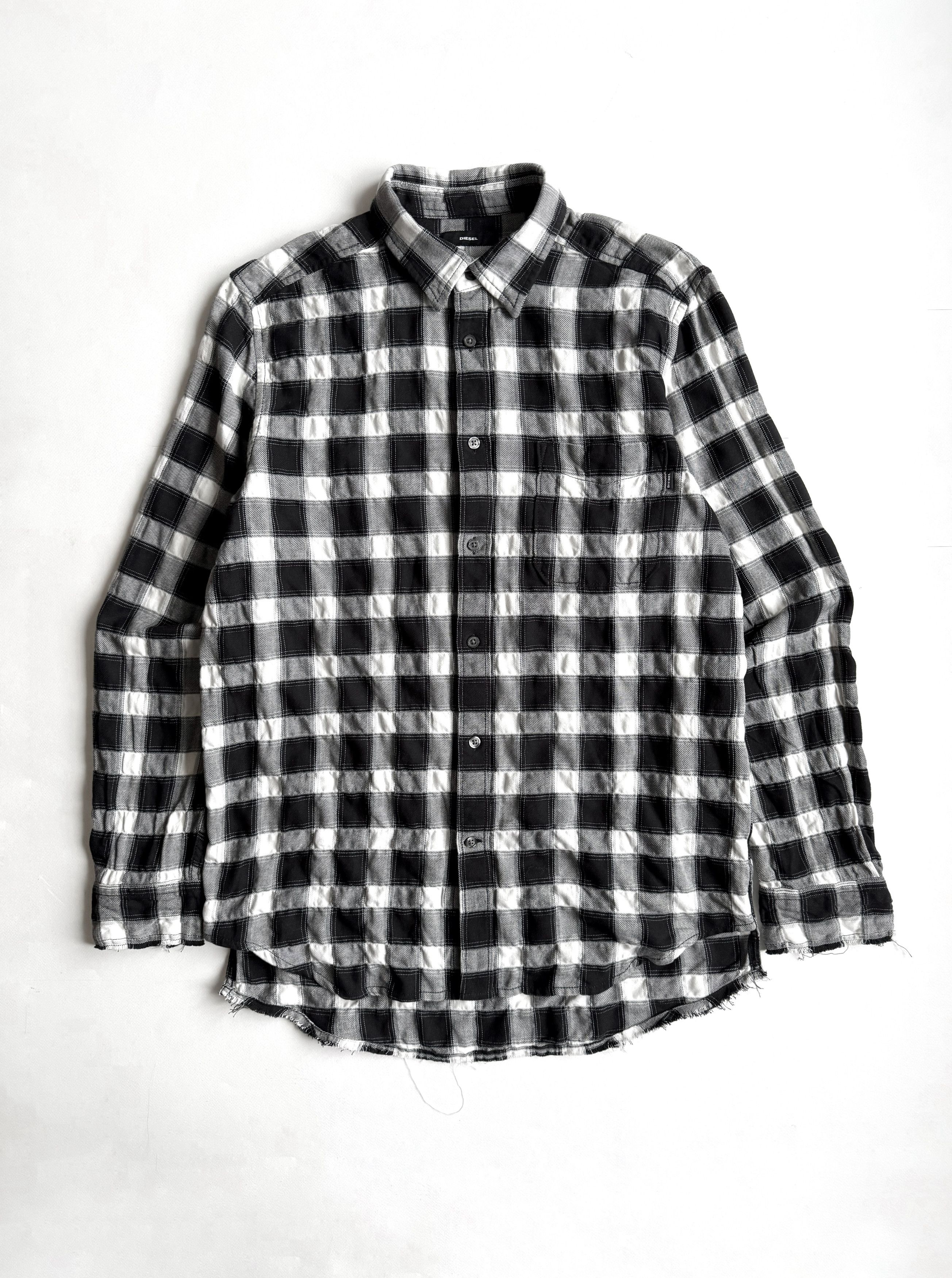 Diesel Men's Diesel Raw Distressed Hems Check Shirt (M) Size US M / EU 48-50 / 2 - 1 Thumbnail