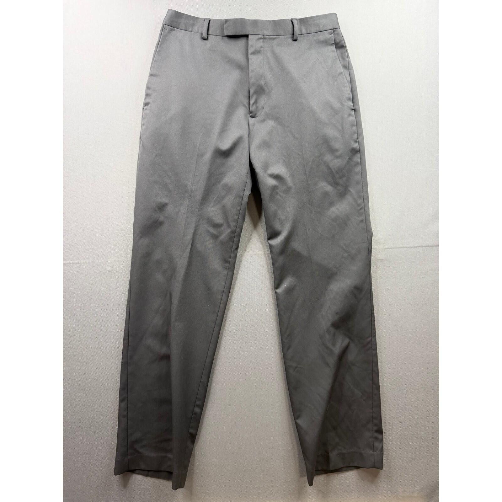 Liz Claiborne Claiborne Dress Pants Mens Gray Herringbone Flat Front 30x32 Size US 30 / EU 46 - 1 Thumbnail
