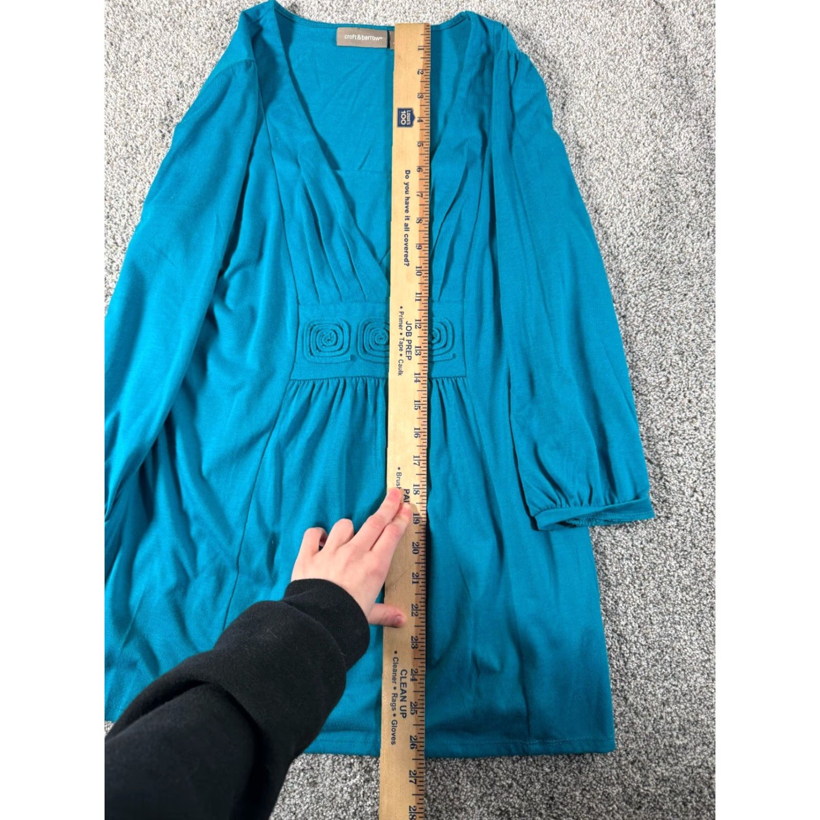Croft & Barrow VINTAGE Croft & Barrow Top Small Appliqué Rosettes Whimsigoth Prairie Teal Flowy Shirt Ladies Small Teal Size S / US 4 / IT 40 - 3 Thumbnail