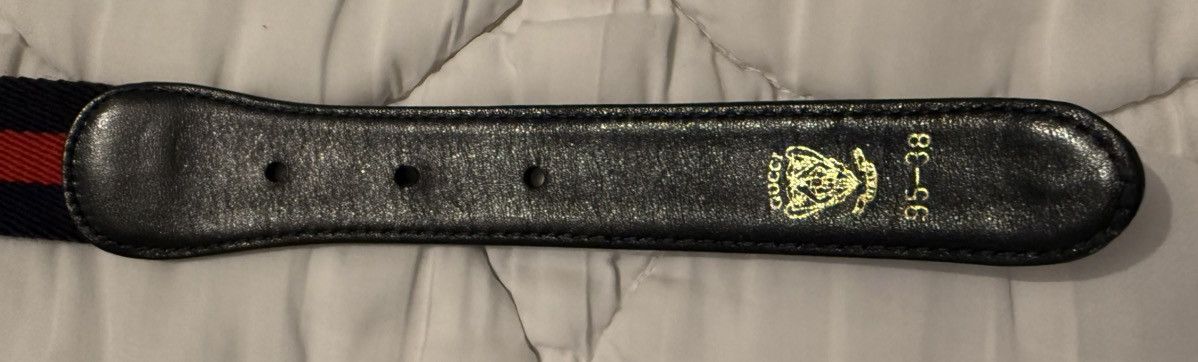 Gucci Vintage✨Gucci✨ GG Logo Buckle Authentic Leather/Fabric Belt Size 36 - 4 Thumbnail