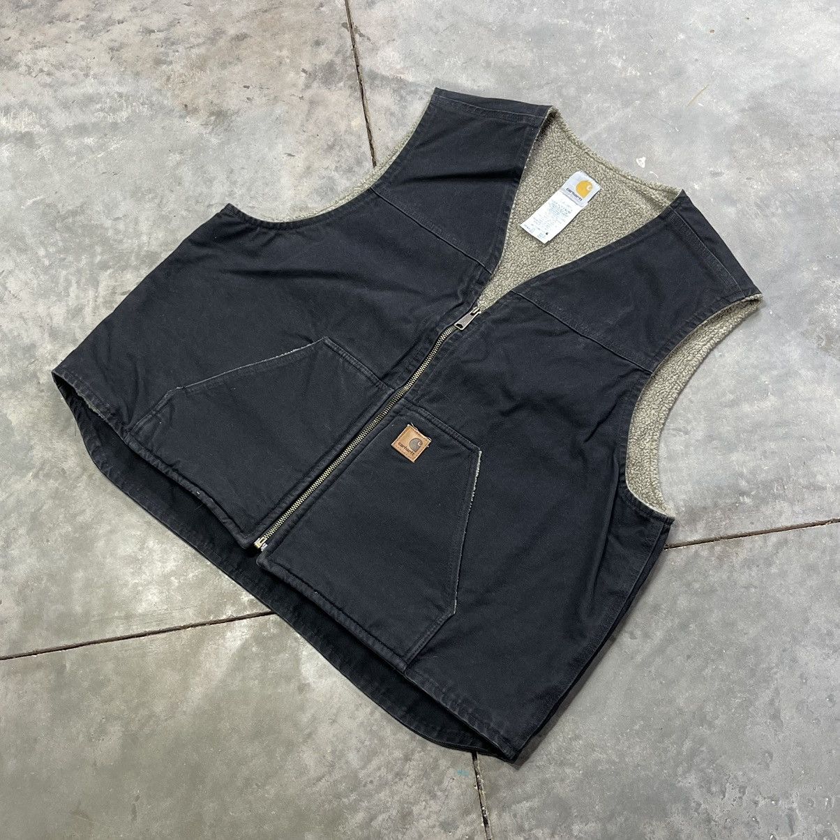 Carhartt Vintage Carhartt Canvas Sherpa Lined Vest Zip Up Faded 00s Size US XXL / EU 58 / 5 - 2 Thumbnail