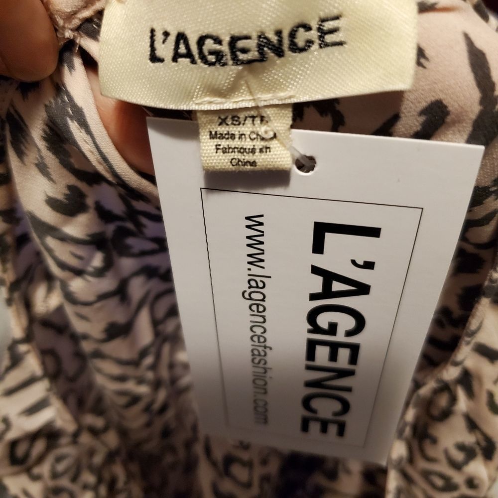 L'AGENCE L'Agence Women's Size XS Pale Pink & Gray Animal Print Dylan Size XS / US 0-2 / IT 36-38 - 7 Thumbnail
