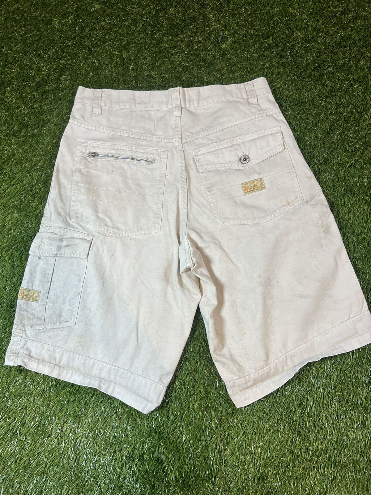 Southpole Vintage Y2K Cream Distressed Baggy South Pole Skater Shorts Size US 32 / EU 48 - 1 Thumbnail