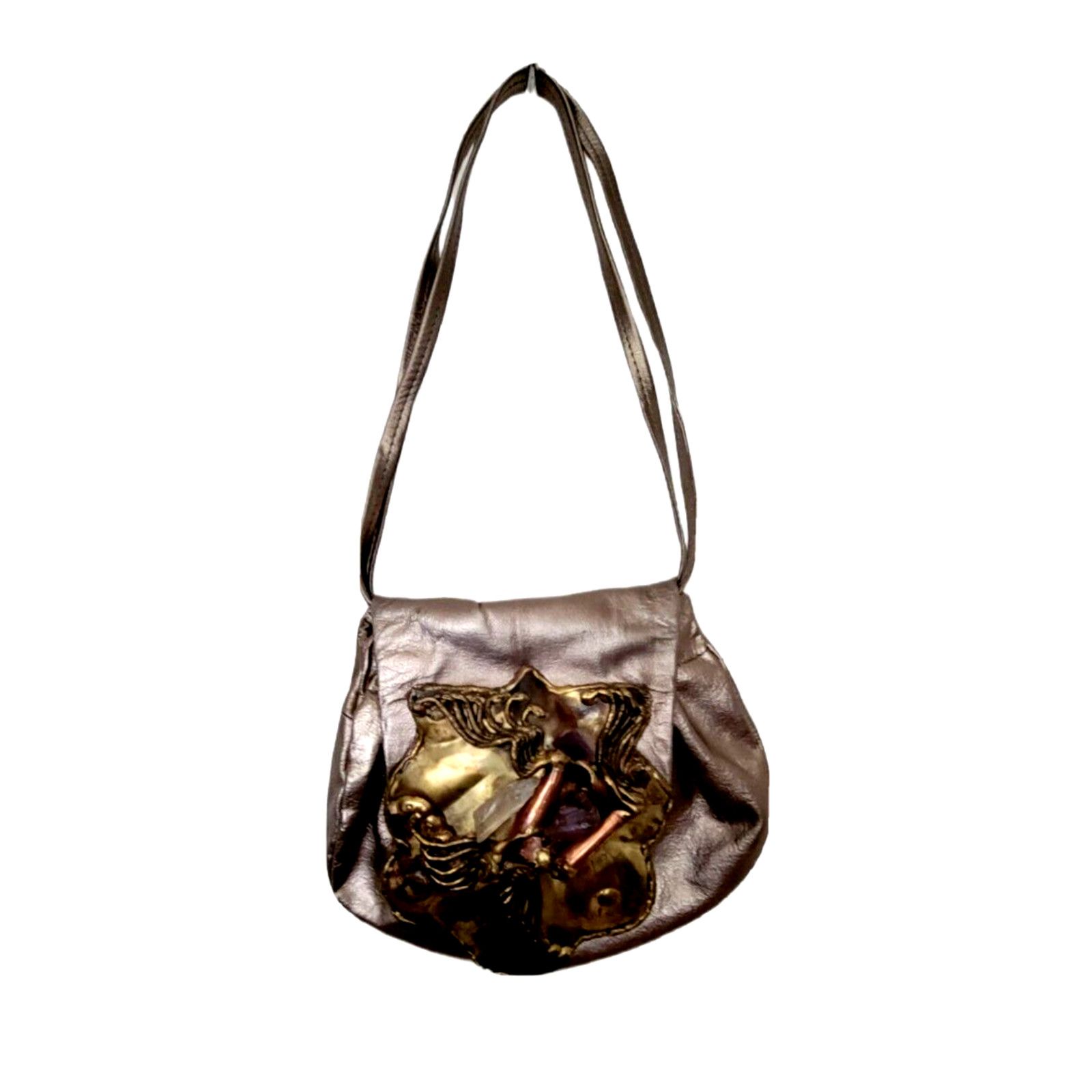 Nomad Copa Collection Amethyst Brass Crystals Vintage Leather Bag Size ONE SIZE - 1 Thumbnail