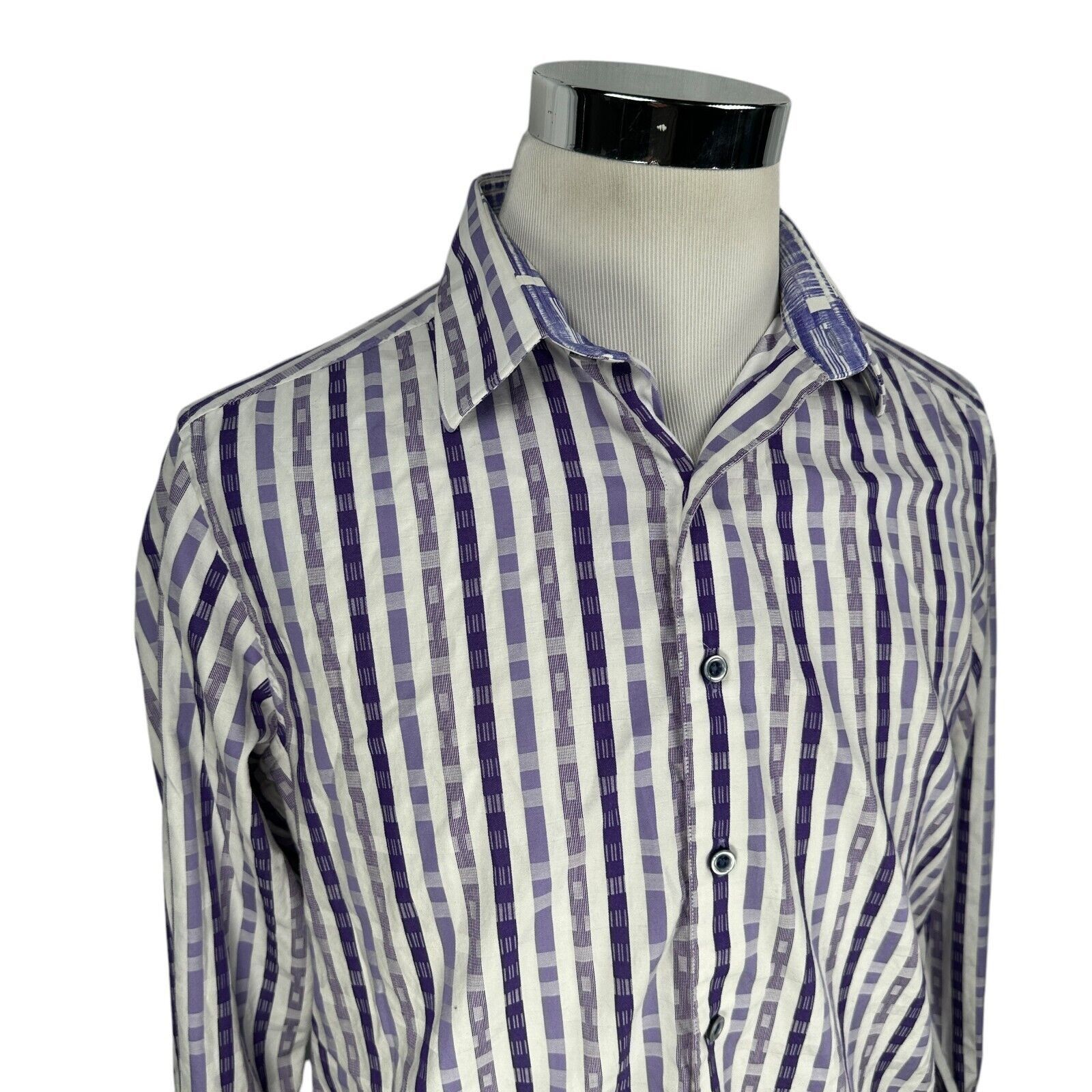 Robert Graham Robert Graham Shirt Men’s Large Purple White Striped Flip Size US L / EU 52-54 / 3 - 2 Thumbnail