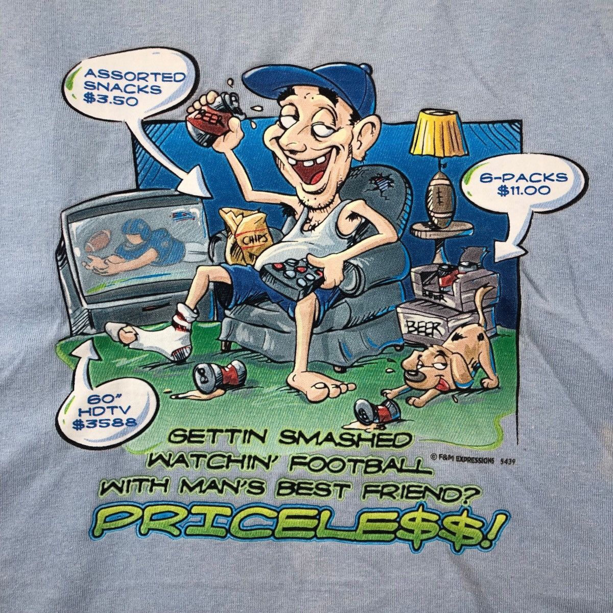Vintage Vintage 90s Cartoon Gettin Smashed Watchin Football TShirt Size US L / EU 52-54 / 3 - 3 Thumbnail