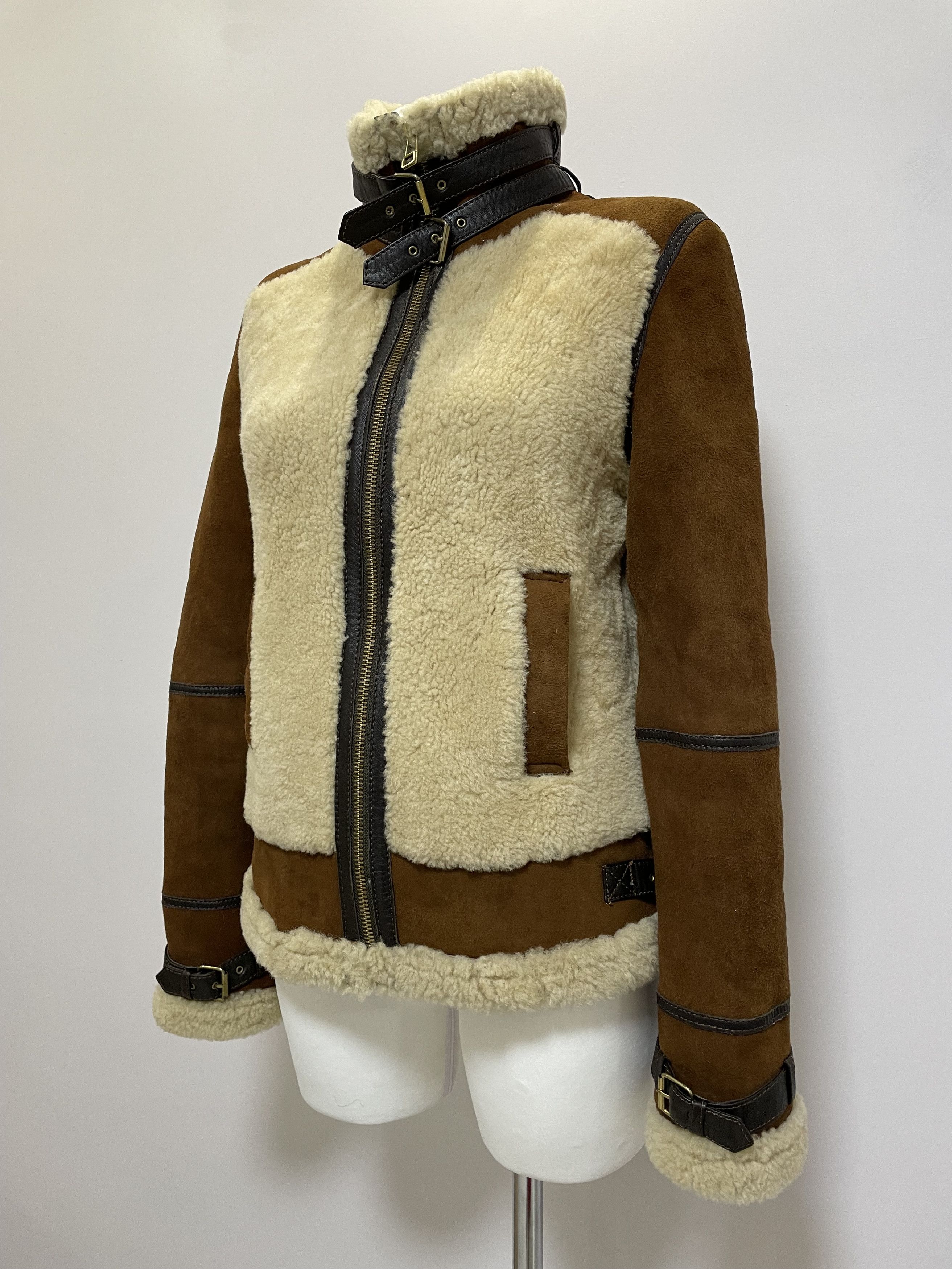 Massimo Dutti MASSIMO DUTTI Aviator Fur Shearling Bomber Jacket Sheepskin Size M / US 6-8 / IT 42-44 - 6 Thumbnail