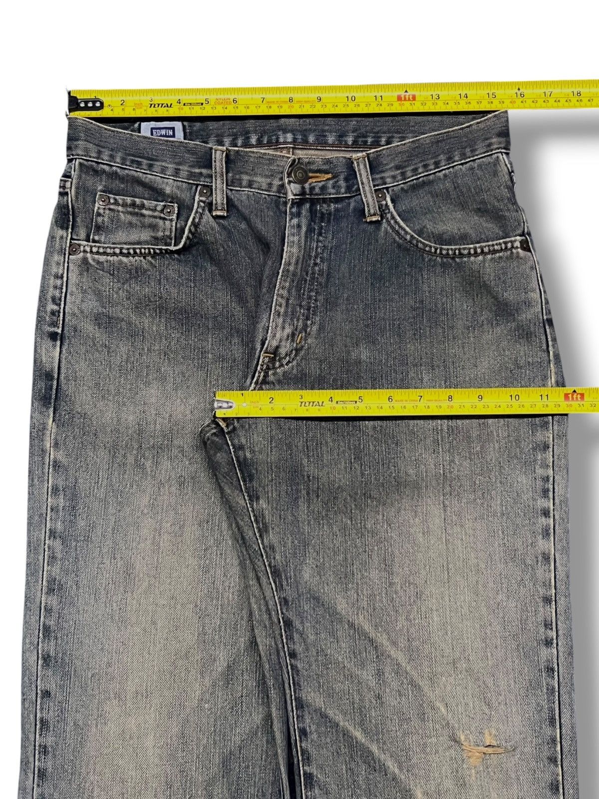 Edwin Vintage Exwin 403 Japan - Faded Mud Wash, Distressed Jeans Size US 31 - 18 Thumbnail