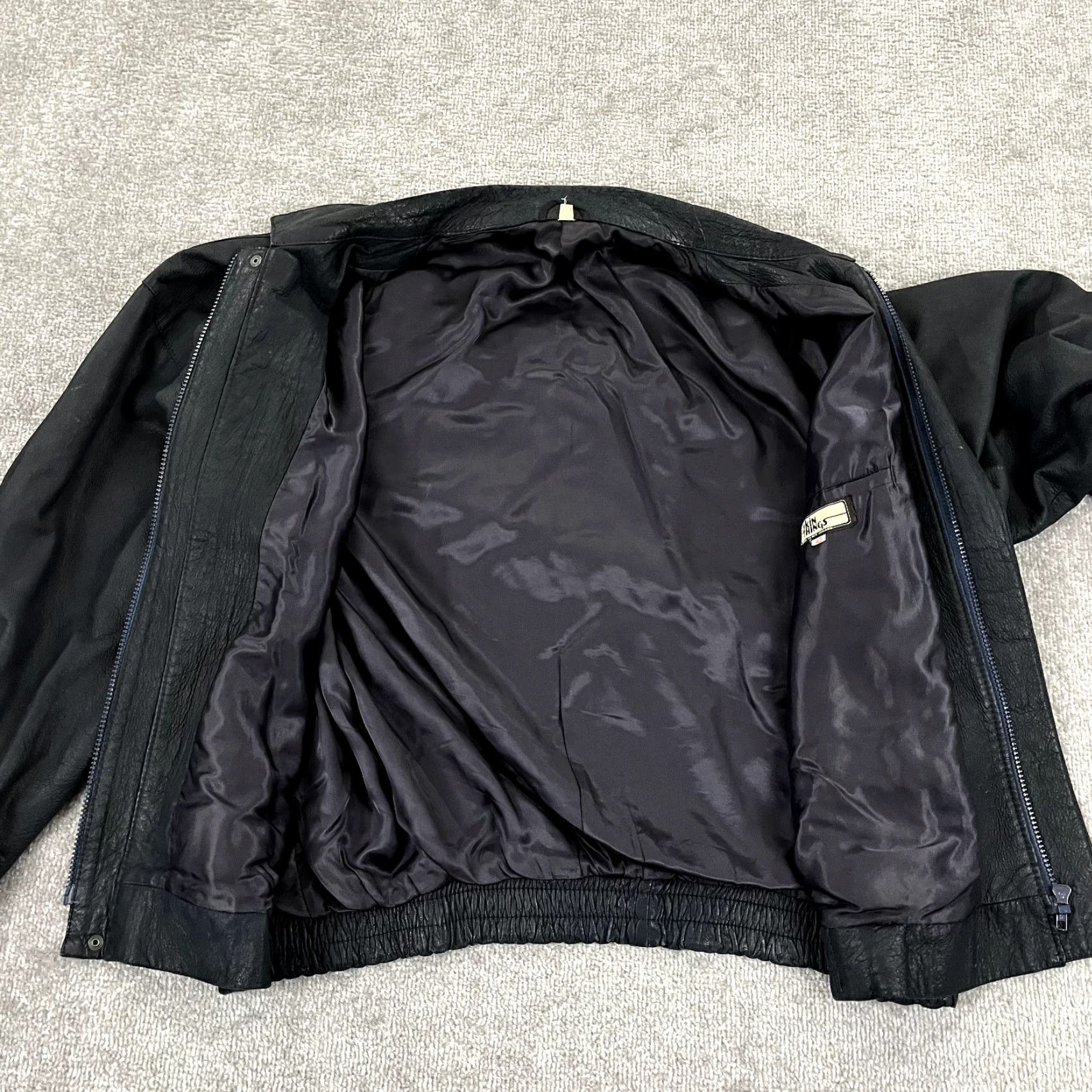 Skin Skin Things Jacket Men Size 42 Blue Leather Bomber Full Zip L/S NEW ZEALAND Soft Zip Full Size US XS / EU 42 / 0 - 2 Thumbnail