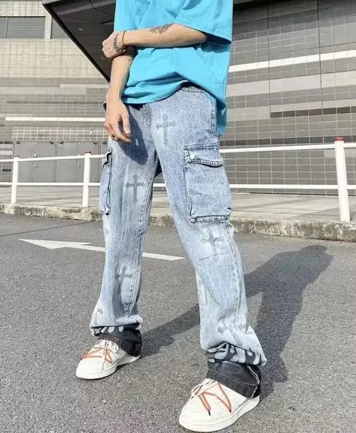 Jean Graffiti Denim Cargo Pants Size US 30 / EU 46 - 1 Thumbnail