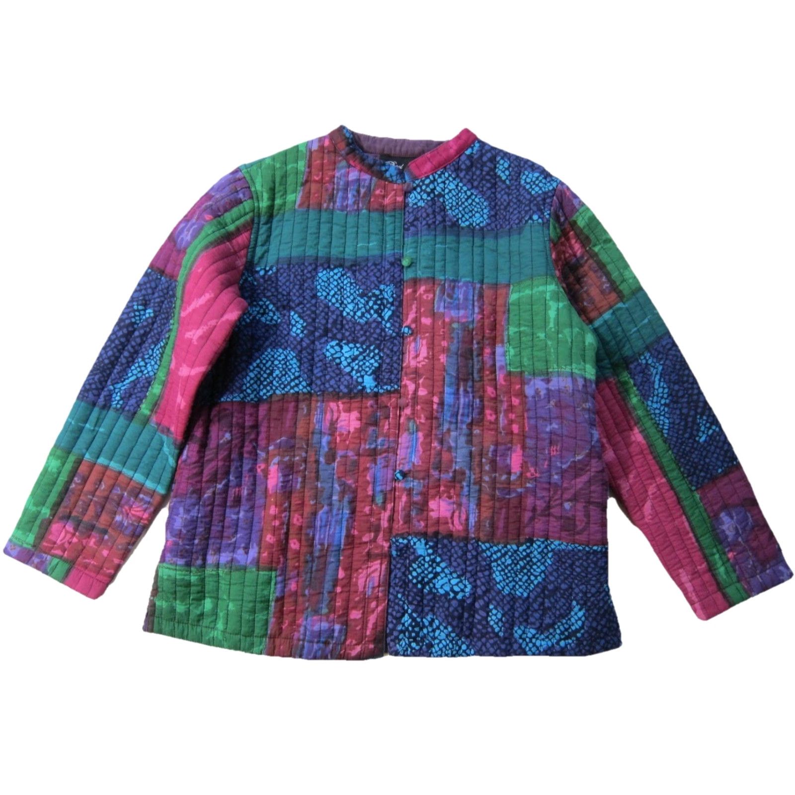 Vintage Phool India 100% Cotton Floral Purple Green Quilted Tie Dye Blazer Jacket Medium Size M / US 6-8 / IT 42-44 - 2 Thumbnail