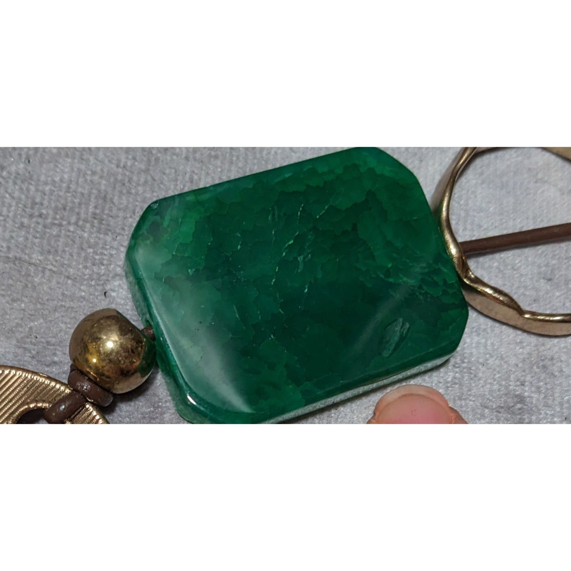 Other Vintage Bohemian Green And Gold Chunky Statement Necklace Size ONE SIZE - 14 Thumbnail