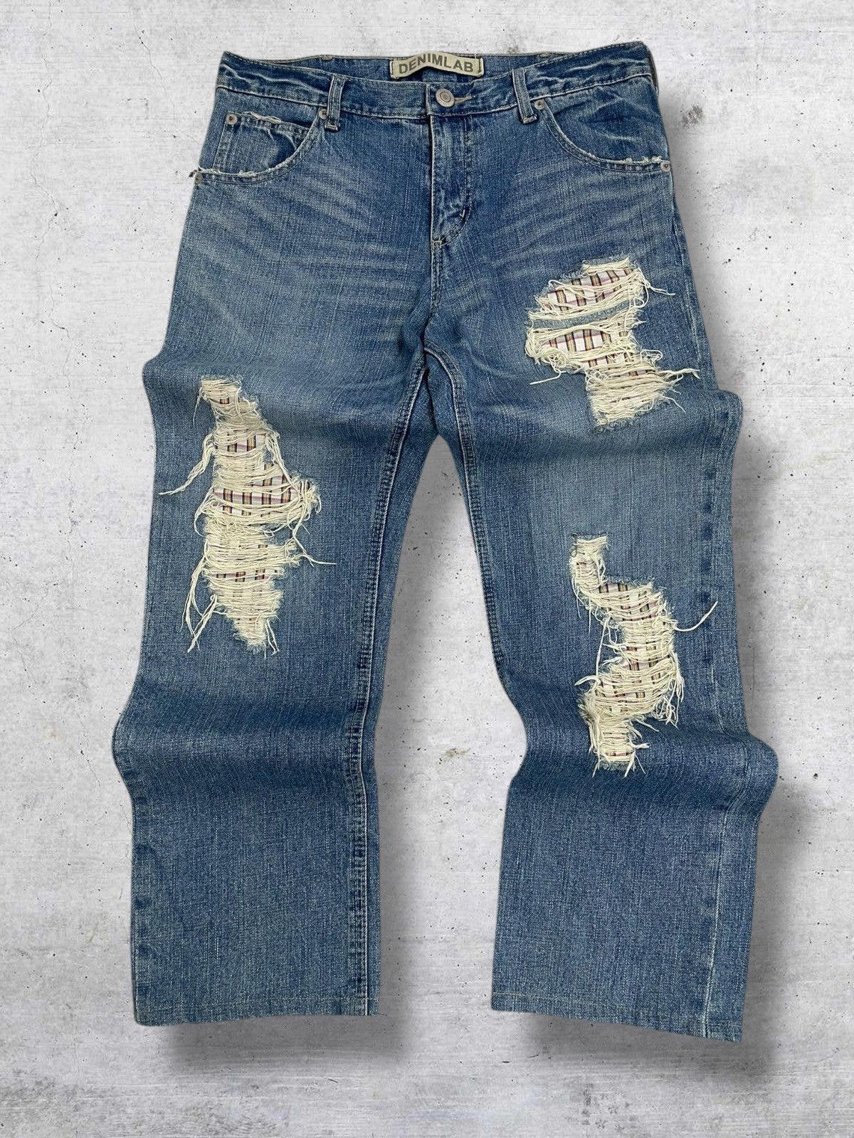 semanticdesign VINTAGE DENIM LAB JAPAN DESIGNER 90S OG RIPPED GRUNGE DENIM Size US 32 / EU 48 - 1 Thumbnail