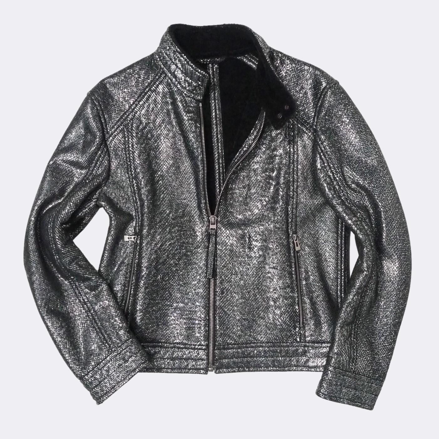 Hugo Boss Hugo Boss 'Codes' Shearling Silver Leather Jacket $2125 Size US S / EU 44-46 / 1 - 17 Thumbnail