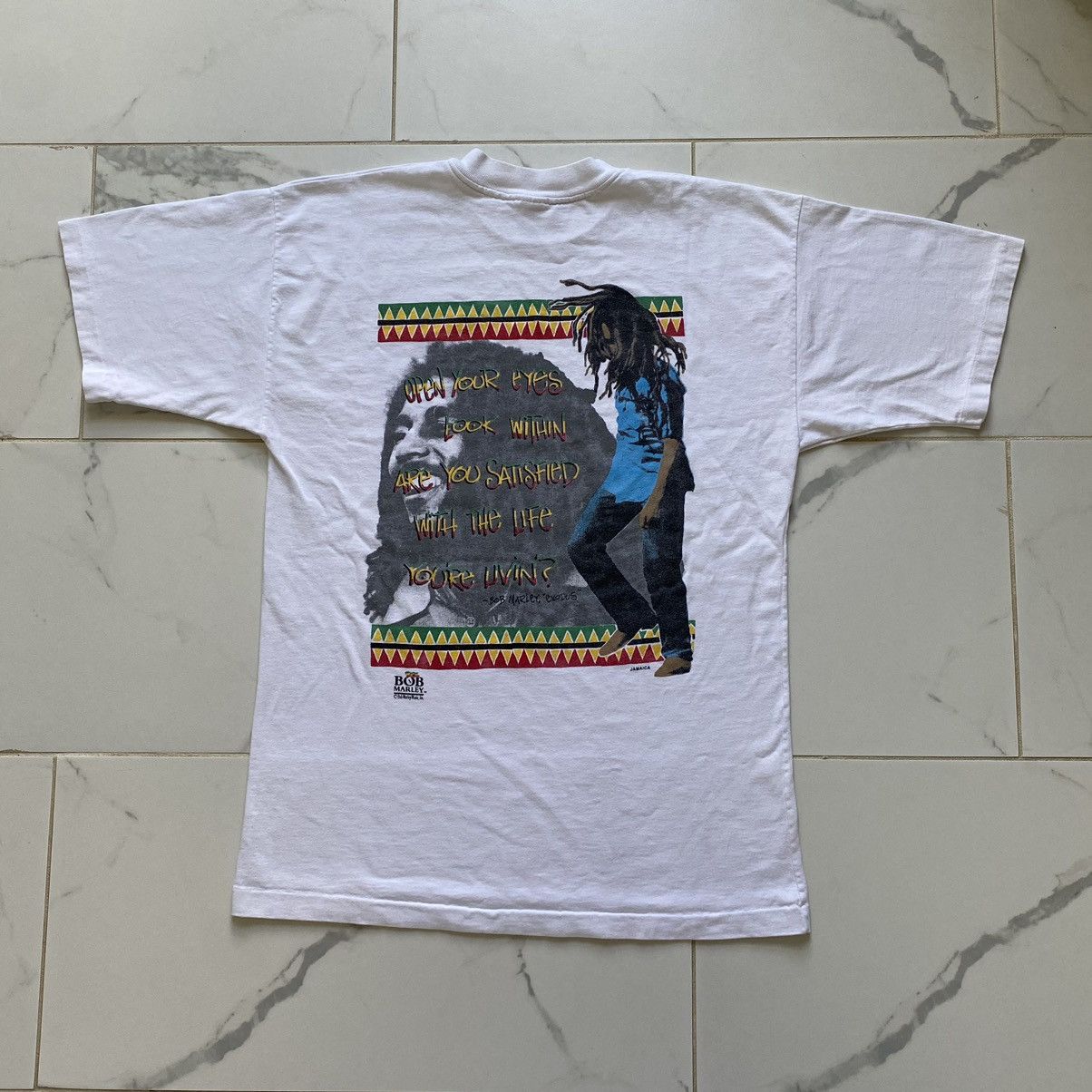 image of Vintage 1990S 90's Bob Marley Music T Shirt Rap Tee Exodus XL in White, Men's