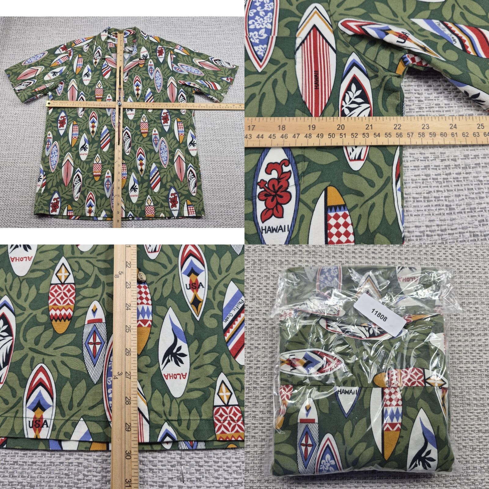 Vintage VTG Hawaii Button Up Shirt Mens Large Green Surfboard Hawaiian Aloha USA Beach Classic HAWAII VTG Hawaii Button Up Shirt Mens Large Size US L / EU 52-54 / 3 - 8 Thumbnail