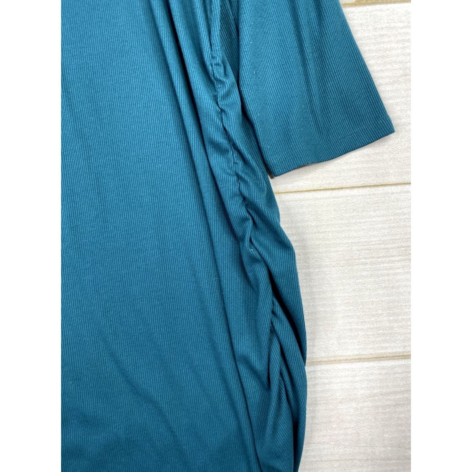 Vintage Isabel Maternity By Ingrid & Isabel Dress 2XL Green 3/4 Sleeve Side Ruching V-Neck Shirt Dress Womens Size XXL / US 16-18 / IT 52-54 - 6 Thumbnail