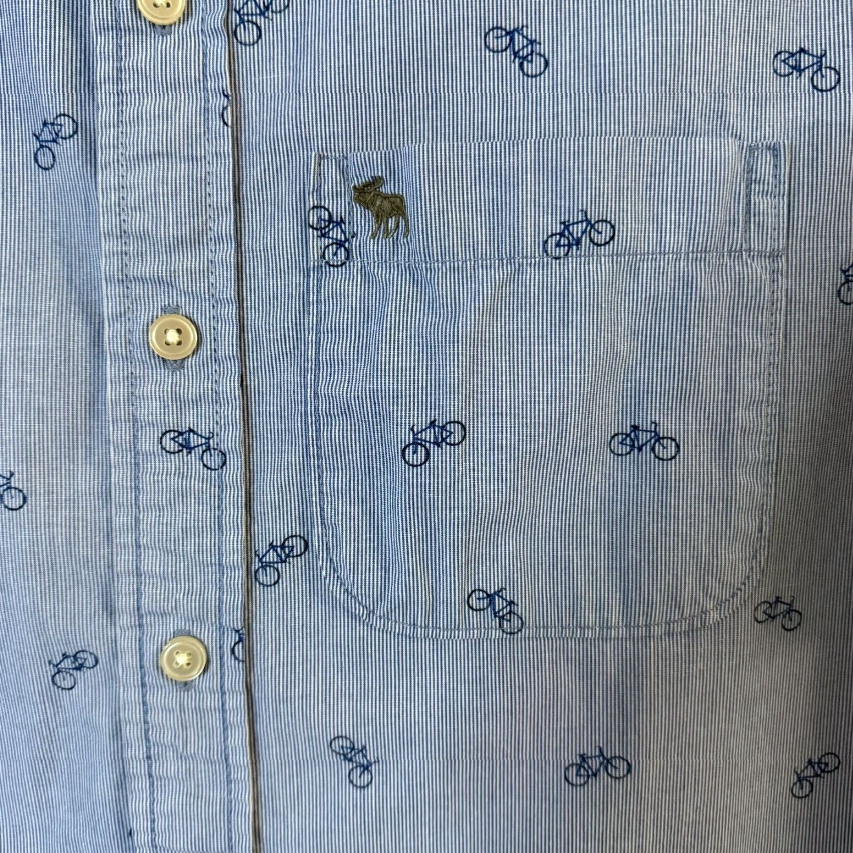 Abercrombie & Fitch Abercrombie & Fitch Shirt Blue Men's XL Short-Sleeve Button-Down Bicycle Print Size US XL / EU 56 / 4 - 7 Thumbnail