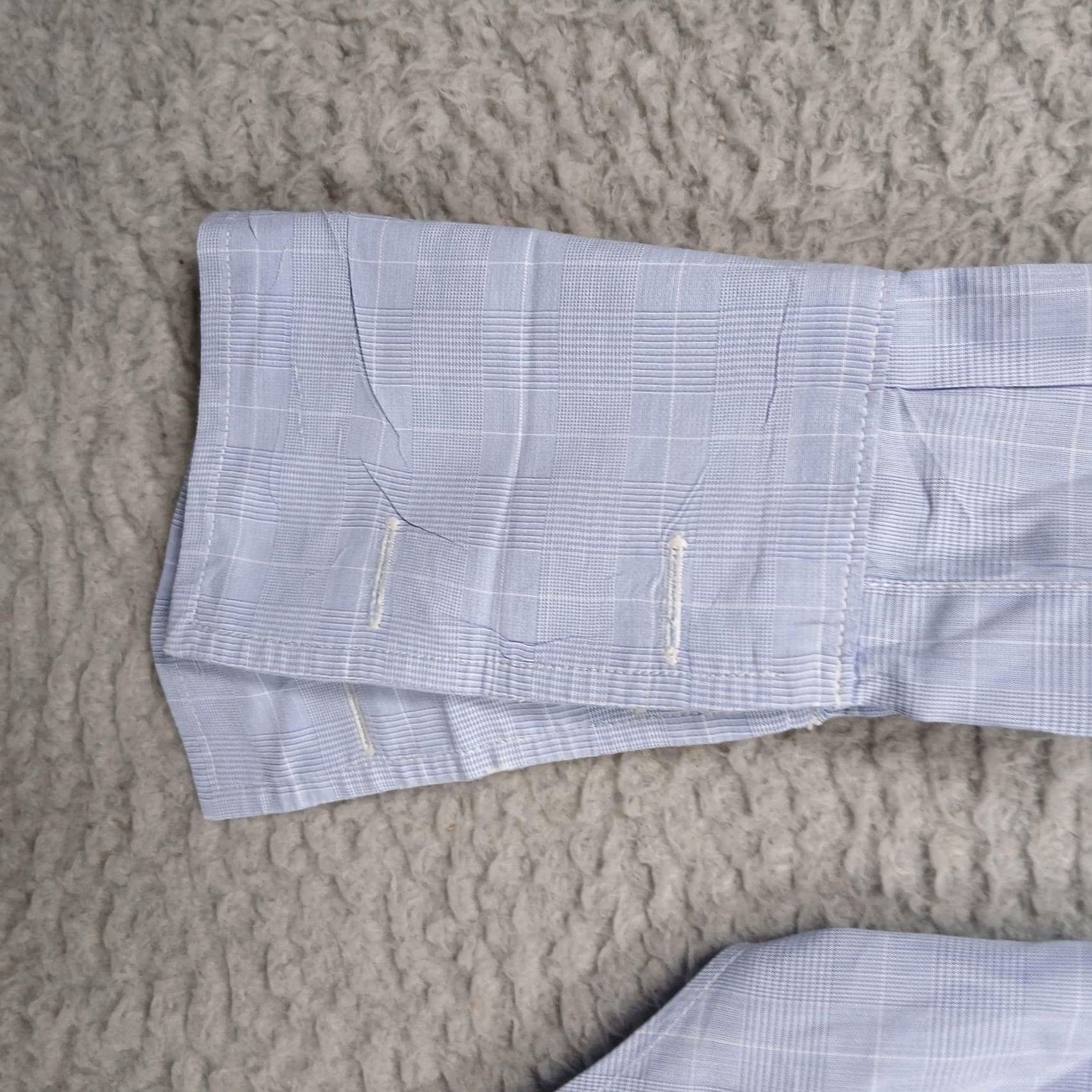 Vintage T.M.Lewin Shirt Mens 15.5 Blue Plaid Spread Collar Long Sleeve 100% Cotton Dress Shirts Size 42R - 4 Thumbnail