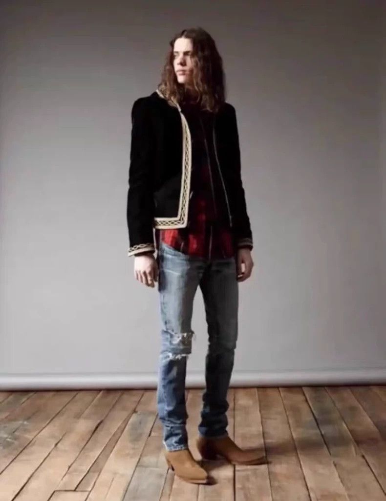 Saint Laurent Paris saint Laurent paris18 FW gold thread velour hooded court j Size US M / EU 48-50 / 2 - 5 Thumbnail
