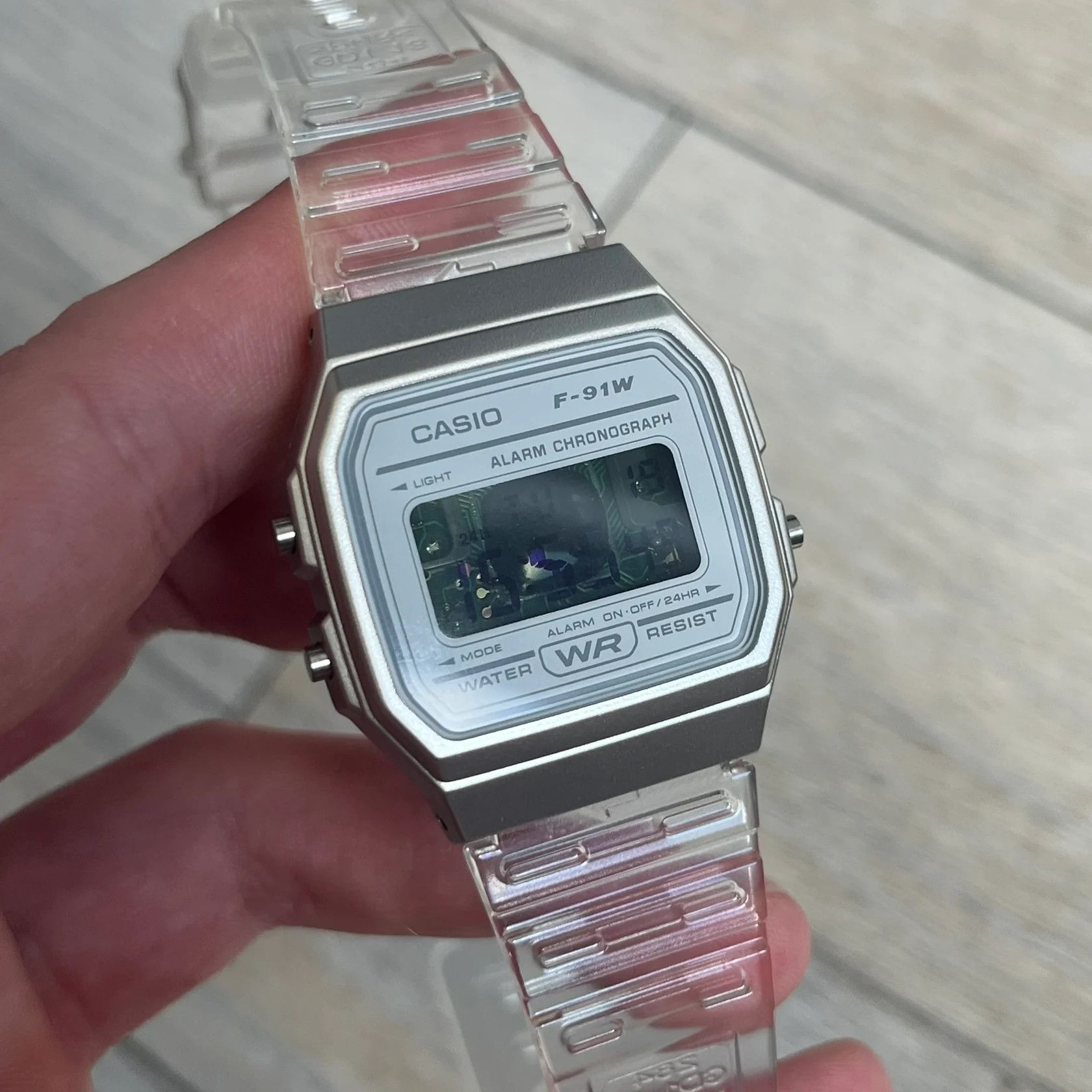 Casio Casio F-91W "Skeleton" Clear Digital Watch Size ONE SIZE - 3 Thumbnail