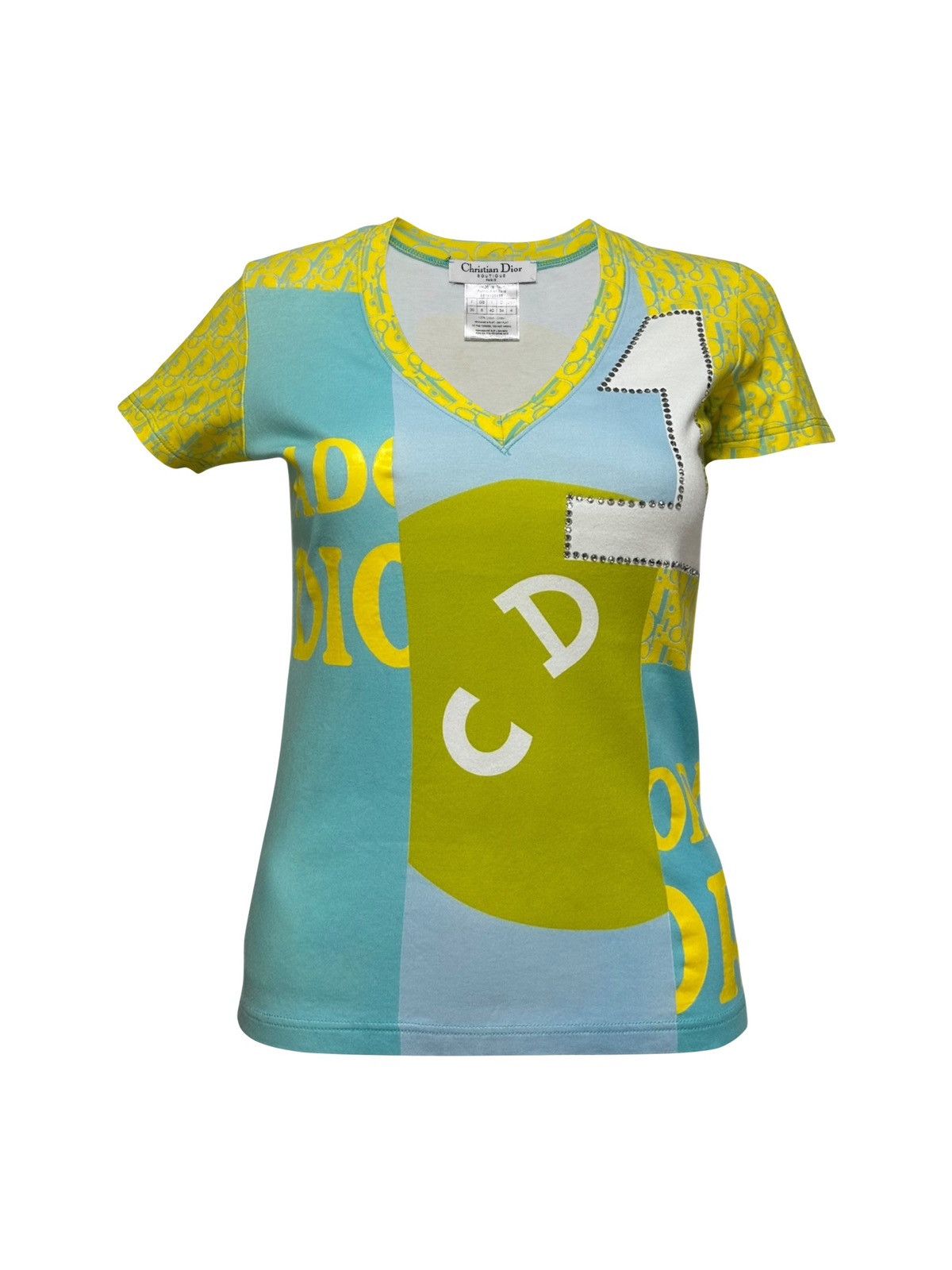 Dior CHRISTIAN DIOR S/S 2005 Trotter Patchwork Swarovski T-Shirt Size XS / US 0-2 / IT 36-38 - 1 Thumbnail