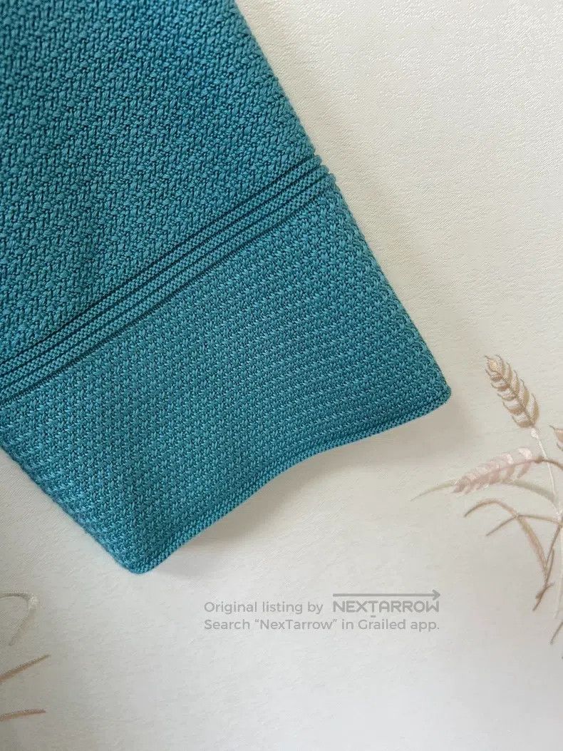 Loro Piana LORO PIANA Haze Blue Green Silk Cotton Mid-Length Knit Jac Size M / US 6-8 / IT 42-44 - 6 Thumbnail
