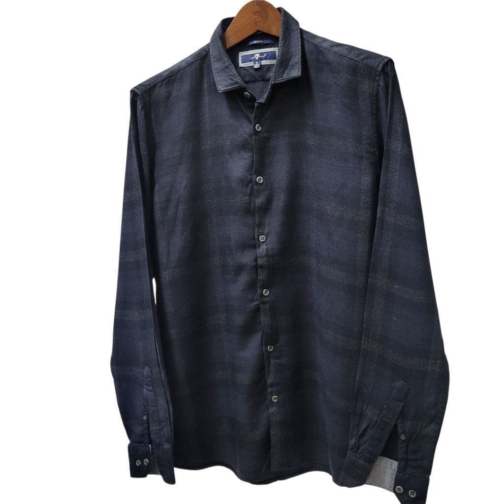 7 For All Mankind 7 For All Mankind Slim-Fit Long-Sleeves Plaid Shirt Medium Size US M / EU 48-50 / 2 - 3 Thumbnail