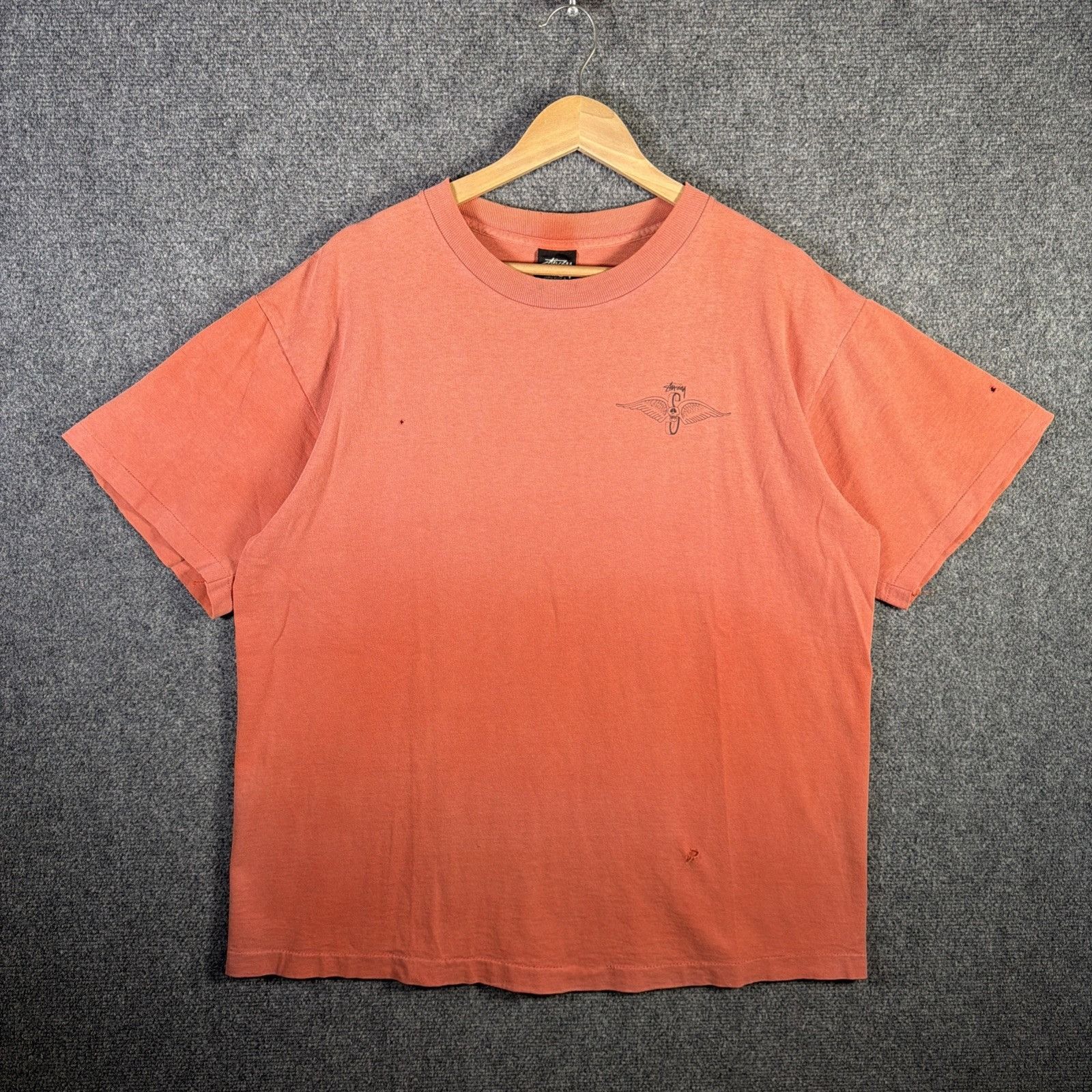 Stussy Vintage Stussy Shirt XL Orange 90s Skate Surf Wings Skull Size US XL / EU 56 / 4 - 5 Thumbnail