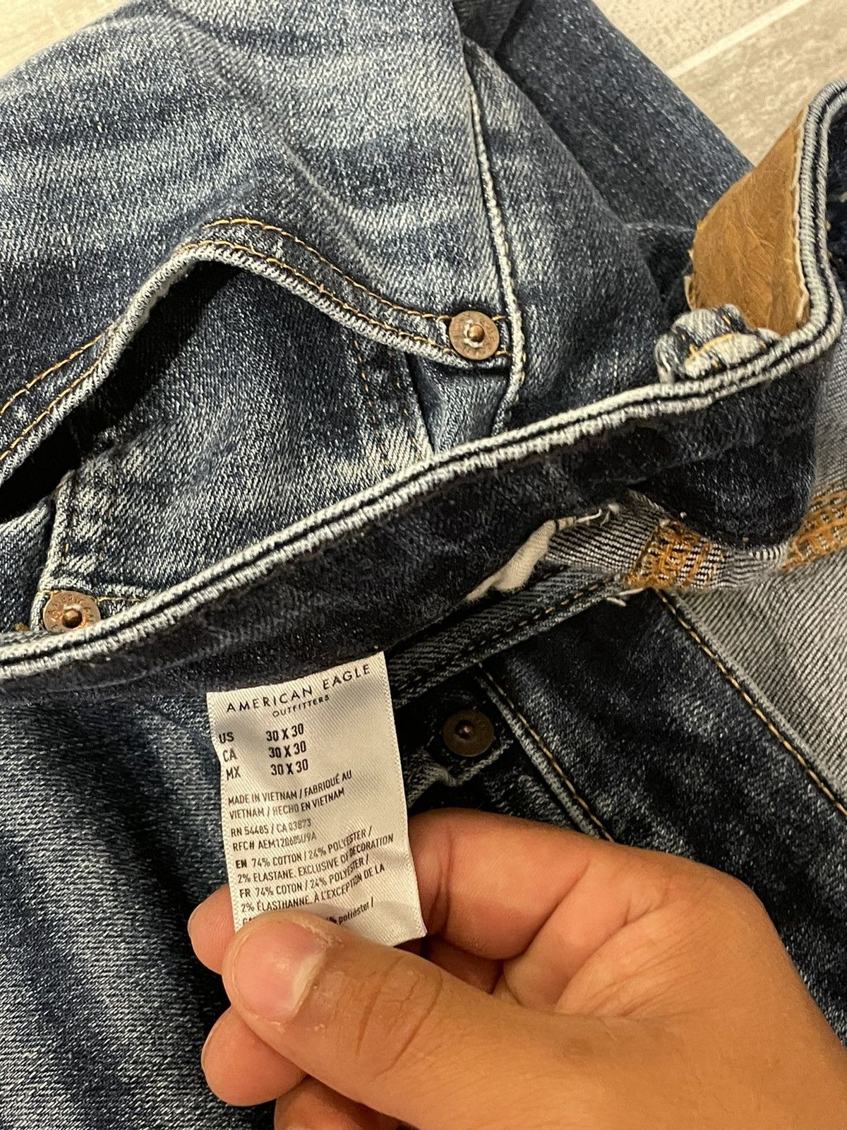 American Eagle Outfitters AMERICAN EAGLE FLEX 30X30 BLUE DISTRESSED DENIM Size US 30 / EU 46 - 3 Thumbnail