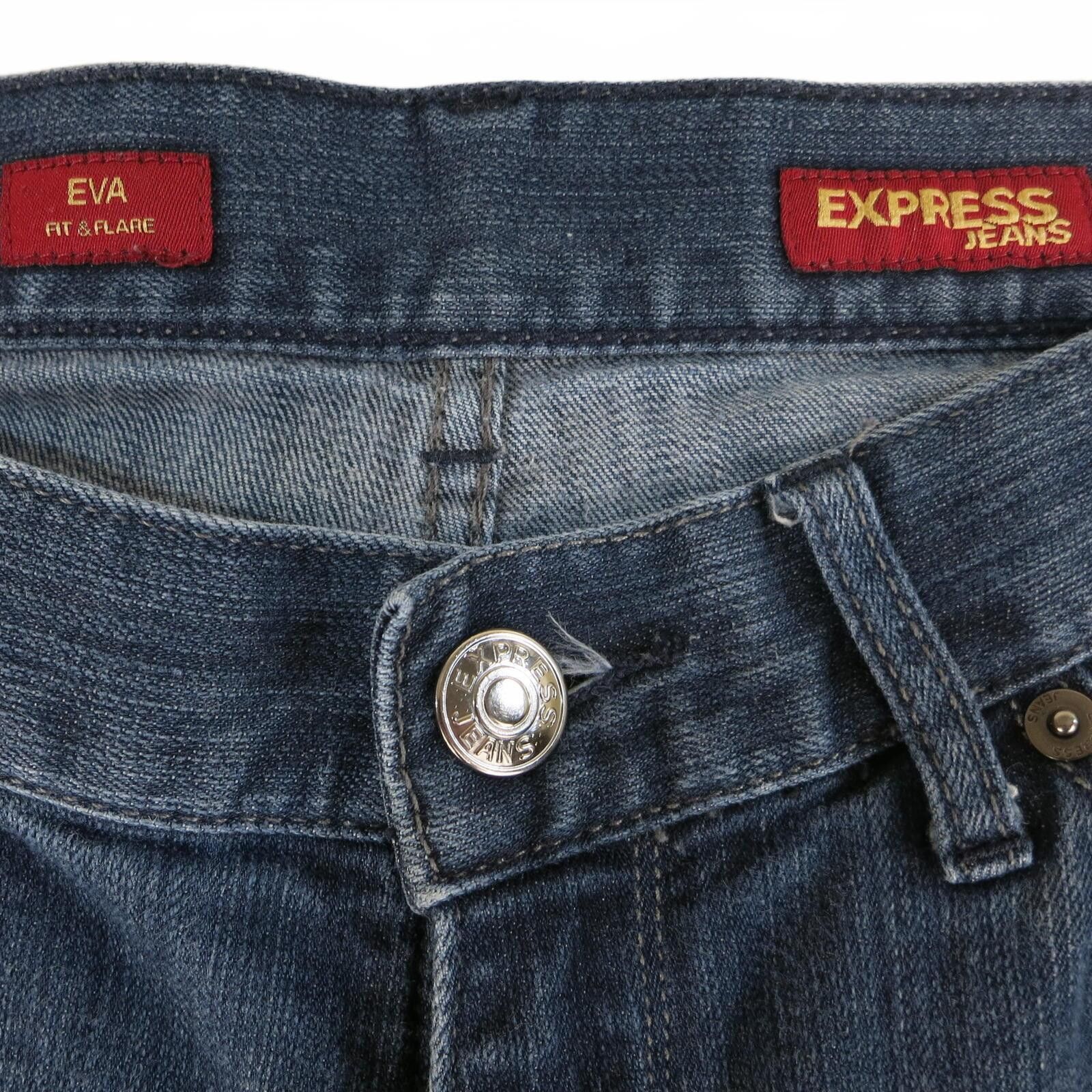 Express Express Eva Fit & Flare Blue Denim Jeans Size 6R Size 28" / US 6 / IT 42 - 3 Thumbnail