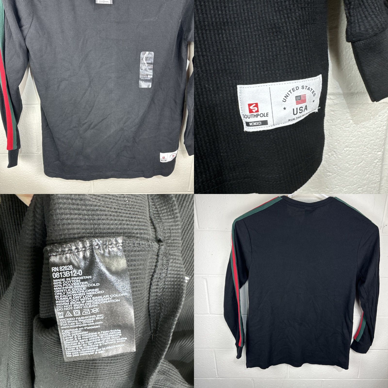 Southpole Southpole Men's Thermal Waffle Shirt XL Logo Embroidered Black Knit Cotton Blend Grunge 90s Hip Hop Streetwear Shirt Mens Size US XL / EU 56 / 4 - 9 Thumbnail