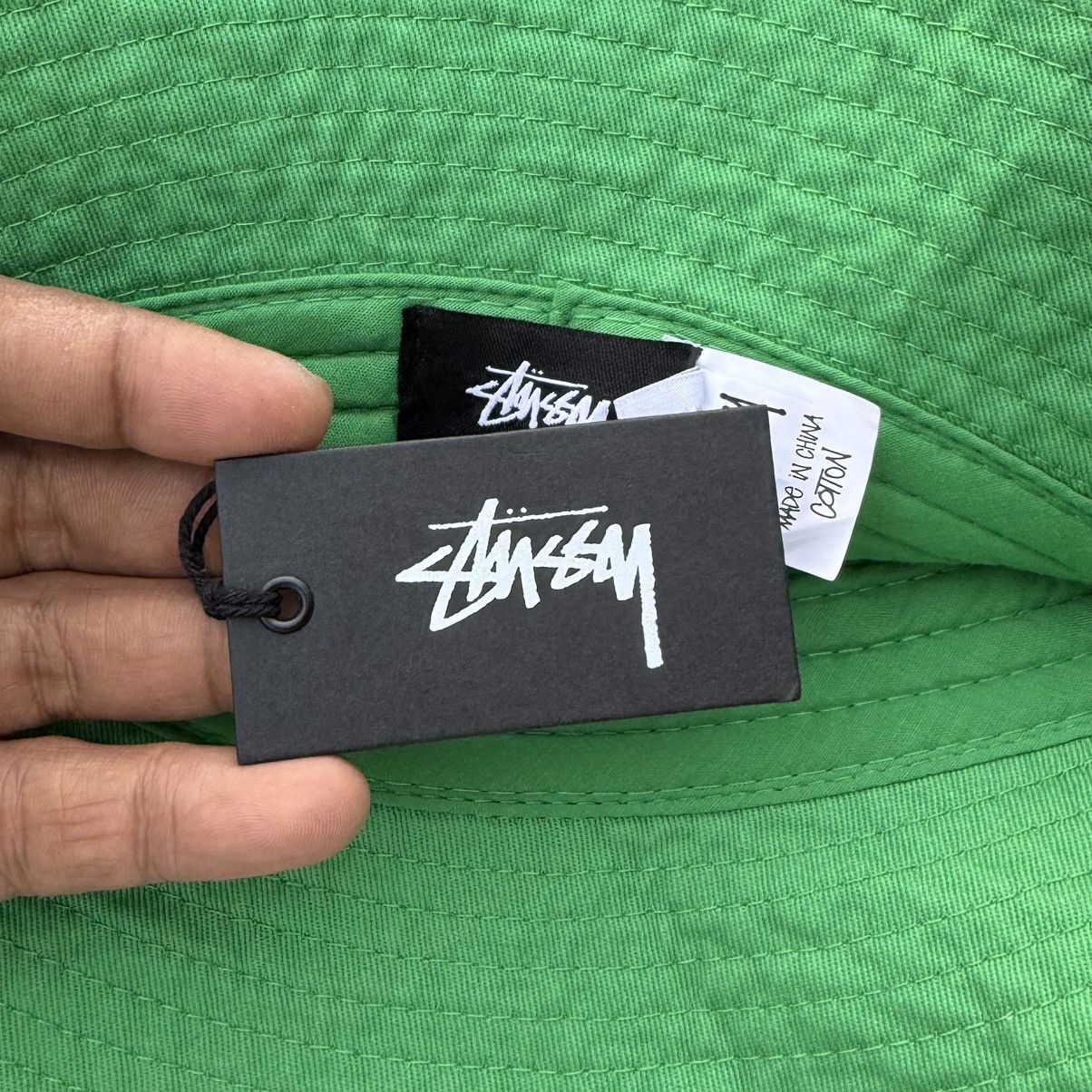 Stussy Stussy Big Stock Embroidery Logo Bucket Hat Green Size ONE SIZE - 8 Thumbnail