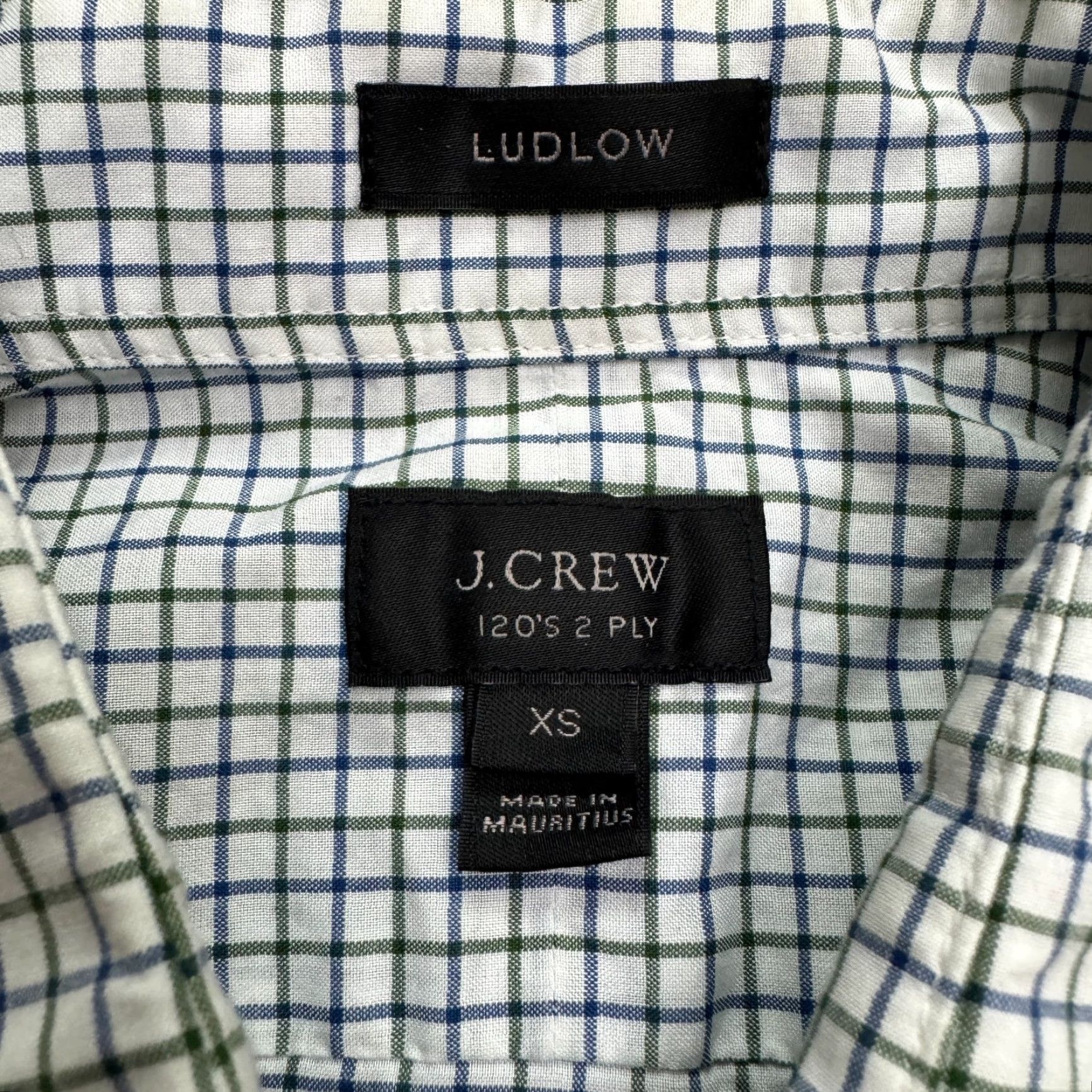 J.Crew J.Crew Ludlow Dress Shirt Mens XS Green Blue White Plaid Cotton Regular Fit Lightweight Career Casual Size 34R - 6 Thumbnail