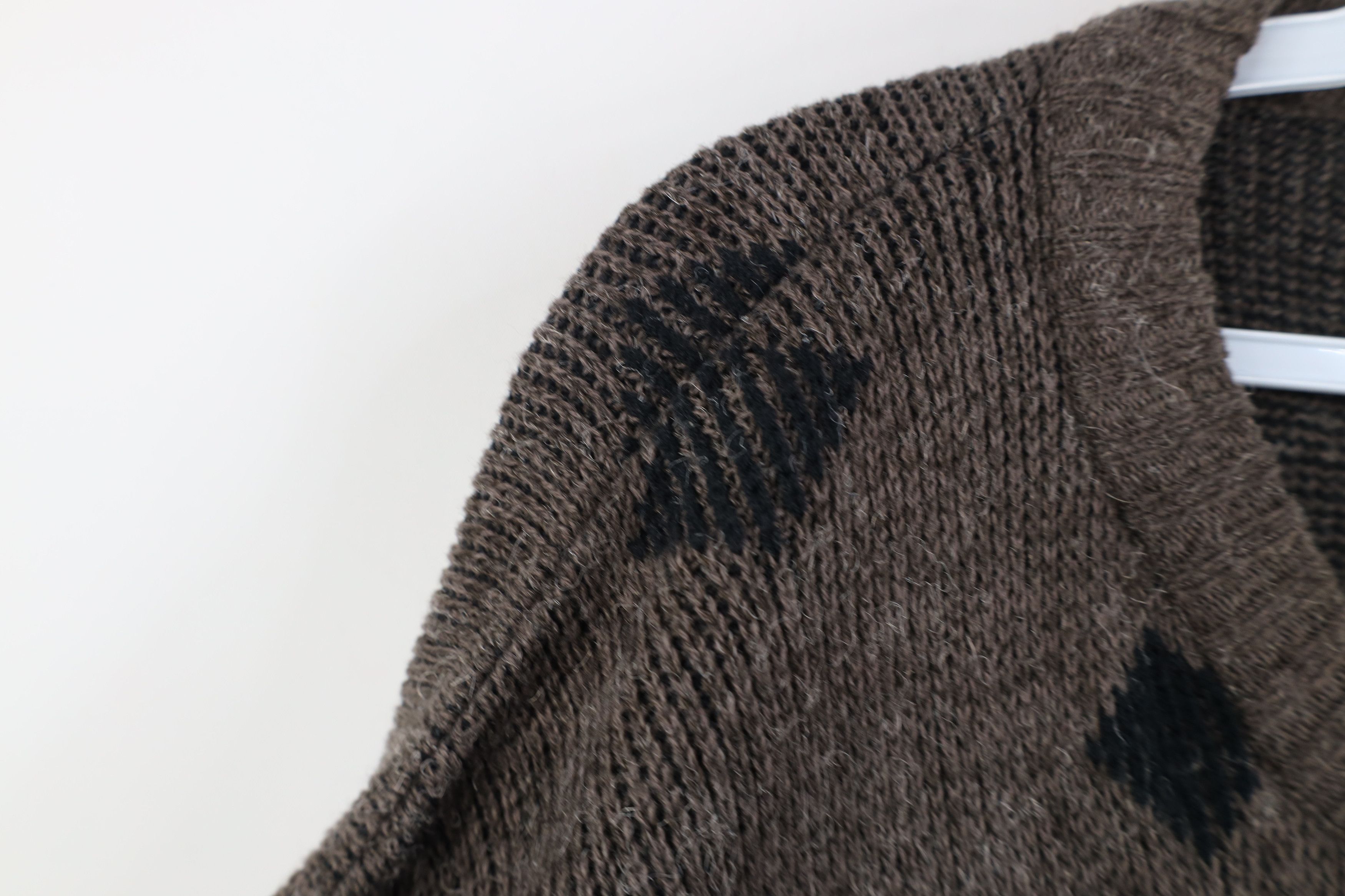 Vintage Vintage 90s Streetwear Leather Trim Knit Crewneck Sweater Size US XL / EU 56 / 4 - 5 Thumbnail
