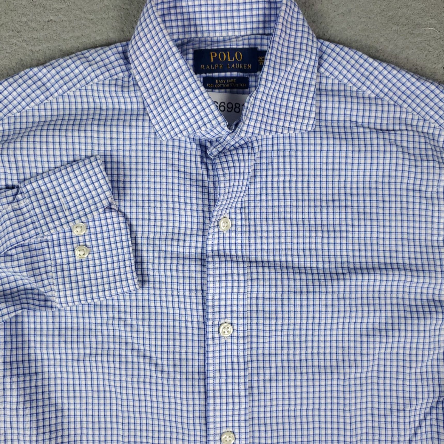Ralph Lauren Ralph Lauren Shirt Mens Dress Button-Down Long Sleeve Blue Check 14.5 Non-Iron Pockets Size 40R - 2 Thumbnail