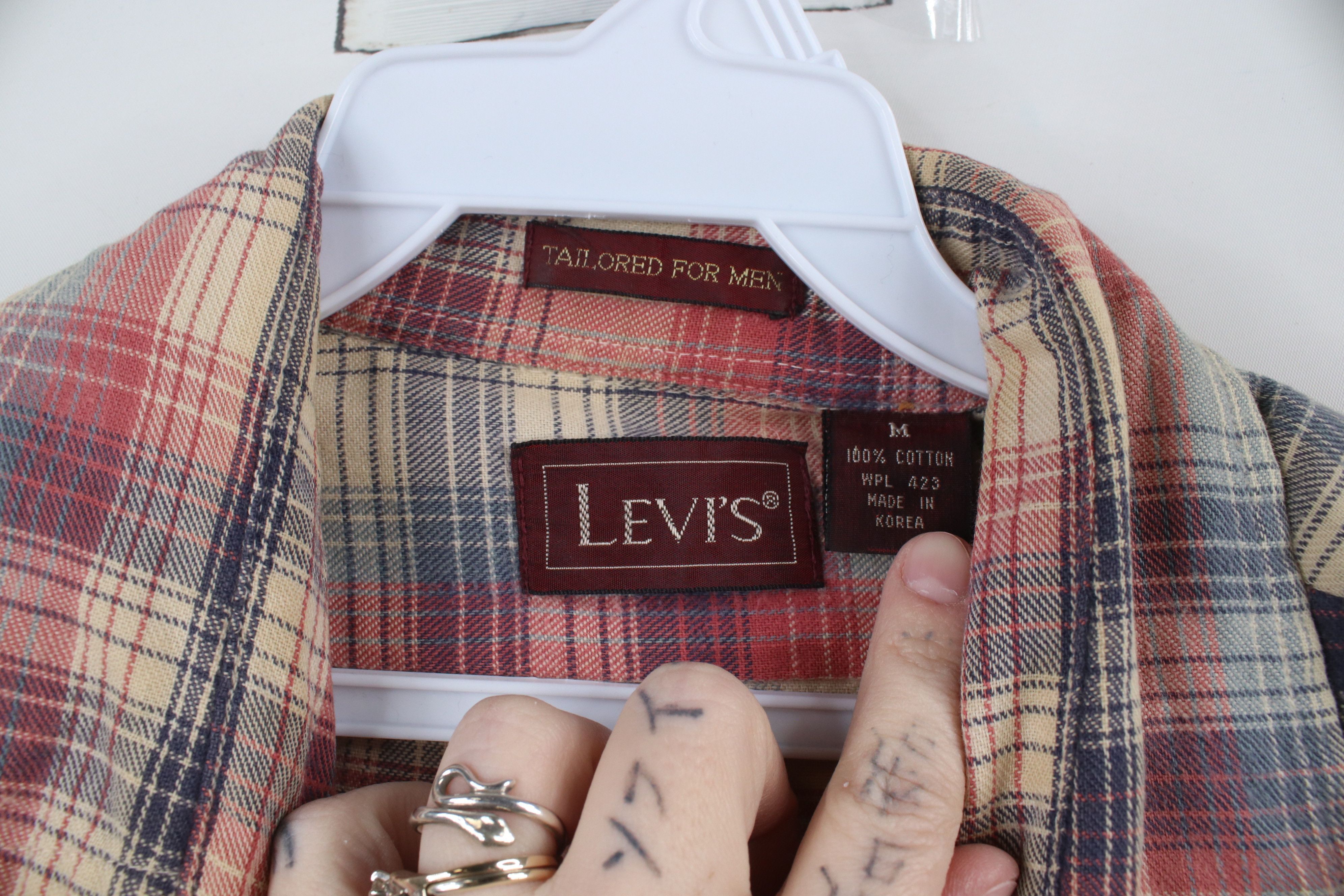 Levi's × Vintage Vintage 70s 80s Levis Flannel Collared Button Shirt Plaid Size US M / EU 48-50 / 2 - 10 Thumbnail